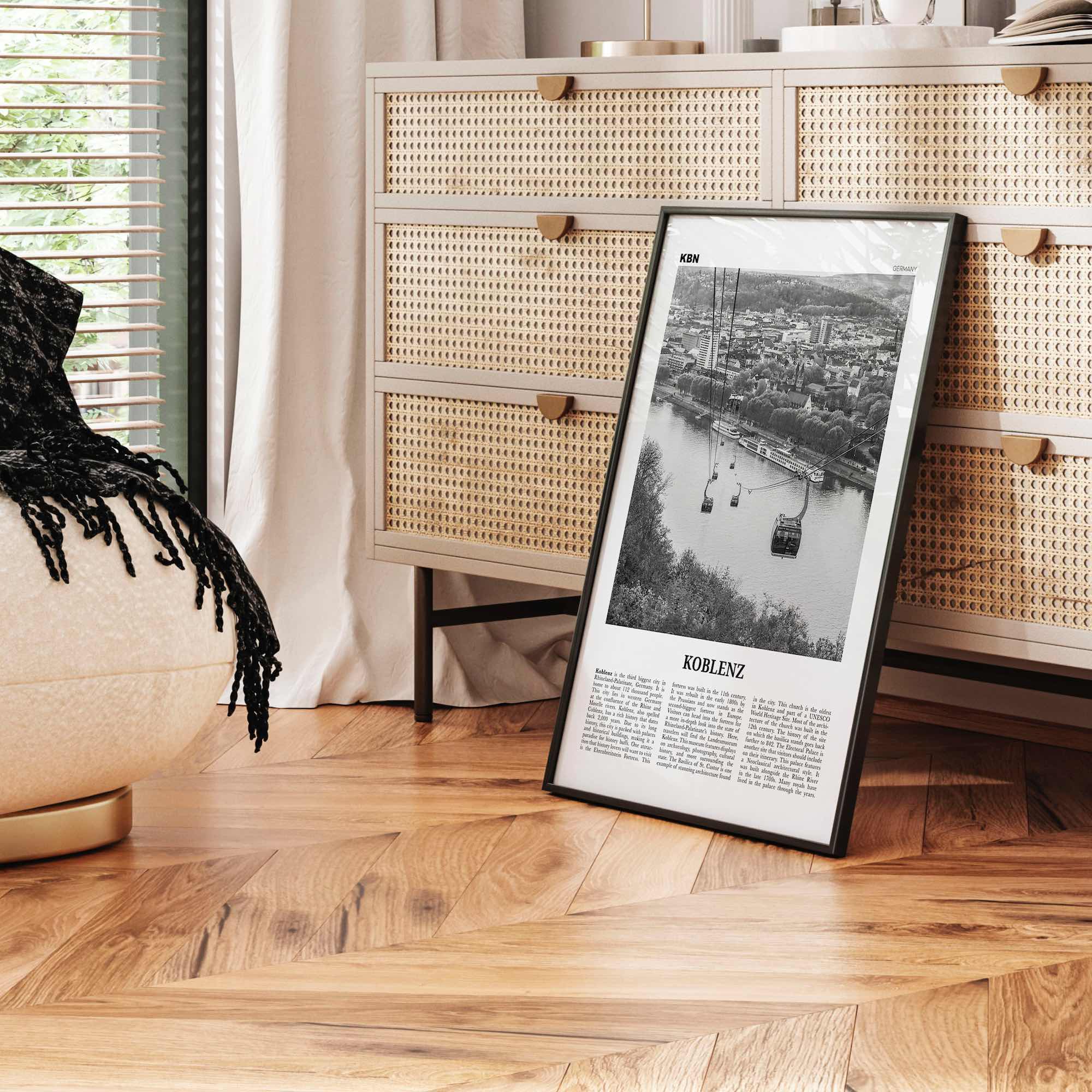 Koblenz Print Black and White, Koblenz Wall Art, Koblenz Poster, Koblenz Photo, Koblenz Wall Décor, Koblenz Map, Germany