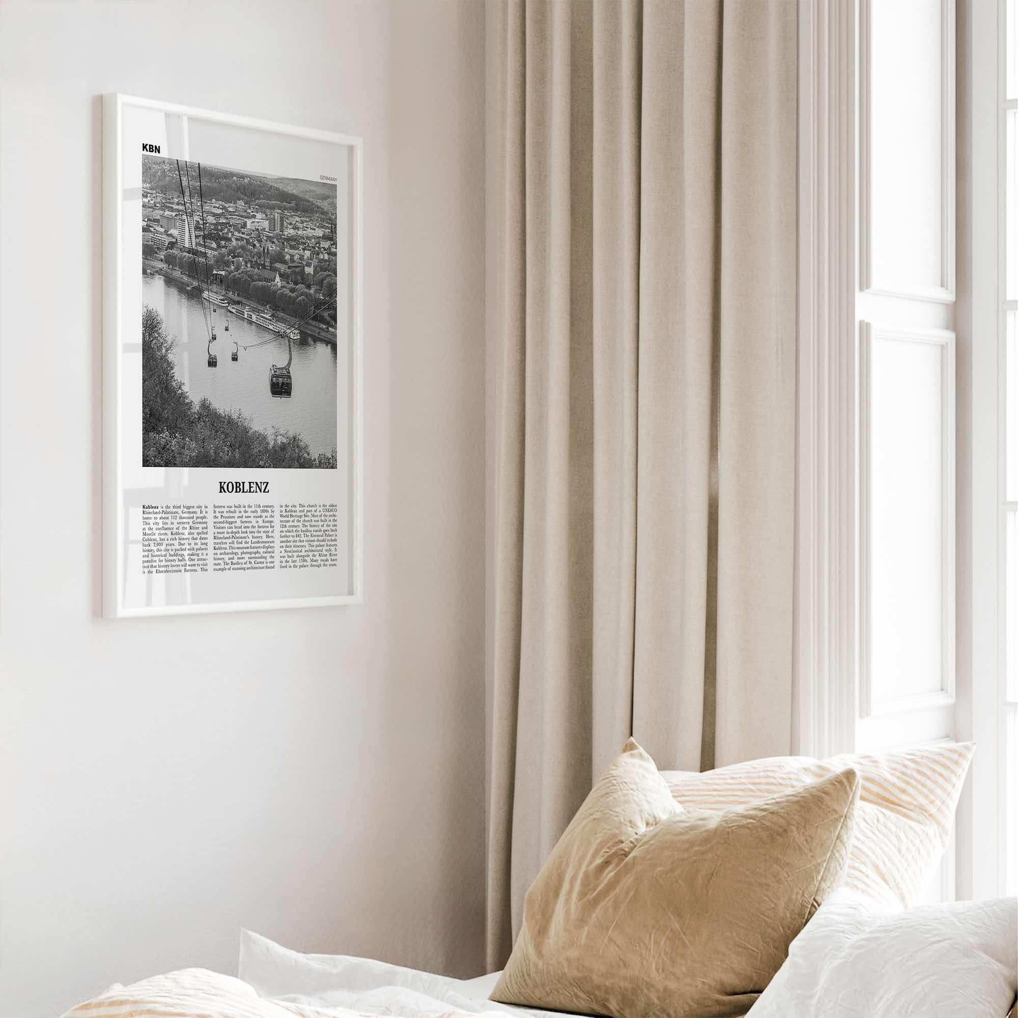 Koblenz Print Black and White, Koblenz Wall Art, Koblenz Poster, Koblenz Photo, Koblenz Wall Décor, Koblenz Map, Germany