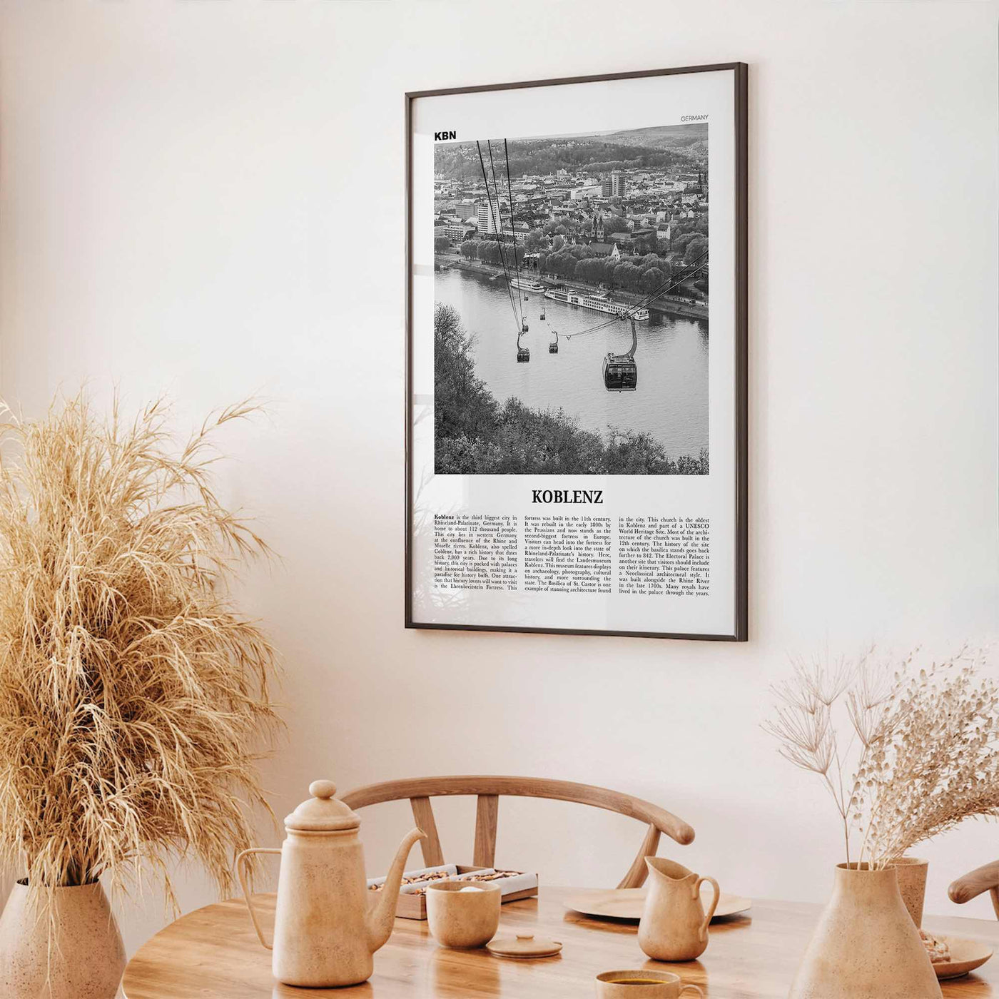 Koblenz Print Black and White, Koblenz Wall Art, Koblenz Poster, Koblenz Photo, Koblenz Wall Décor, Koblenz Map, Germany
