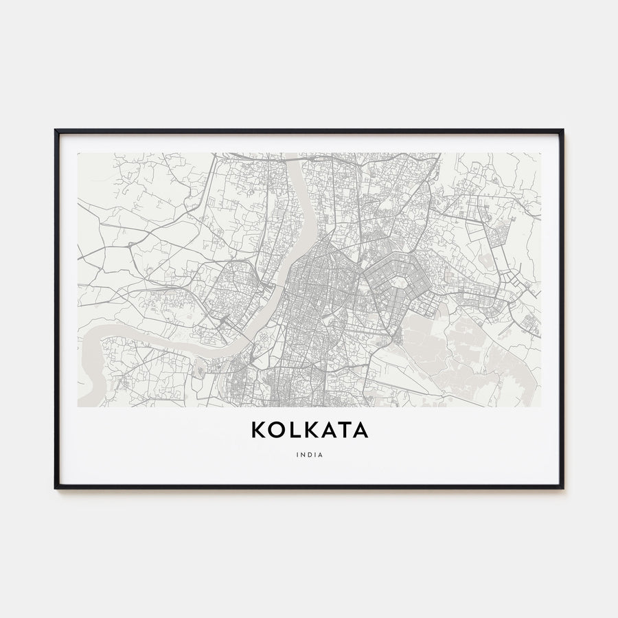 Kolkata Map Landscape Poster