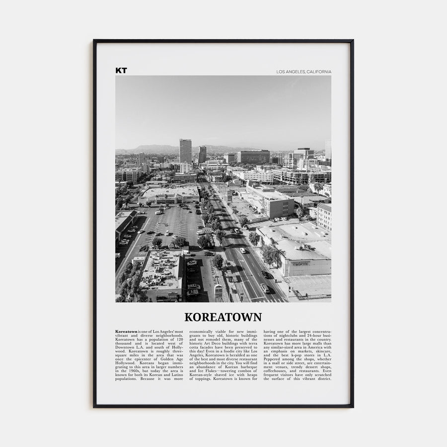 Koreatown, Los Angeles Travel B&W Poster