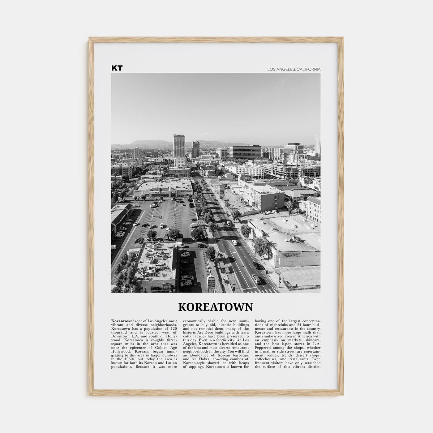 Koreatown, Los Angeles Travel B&W Poster