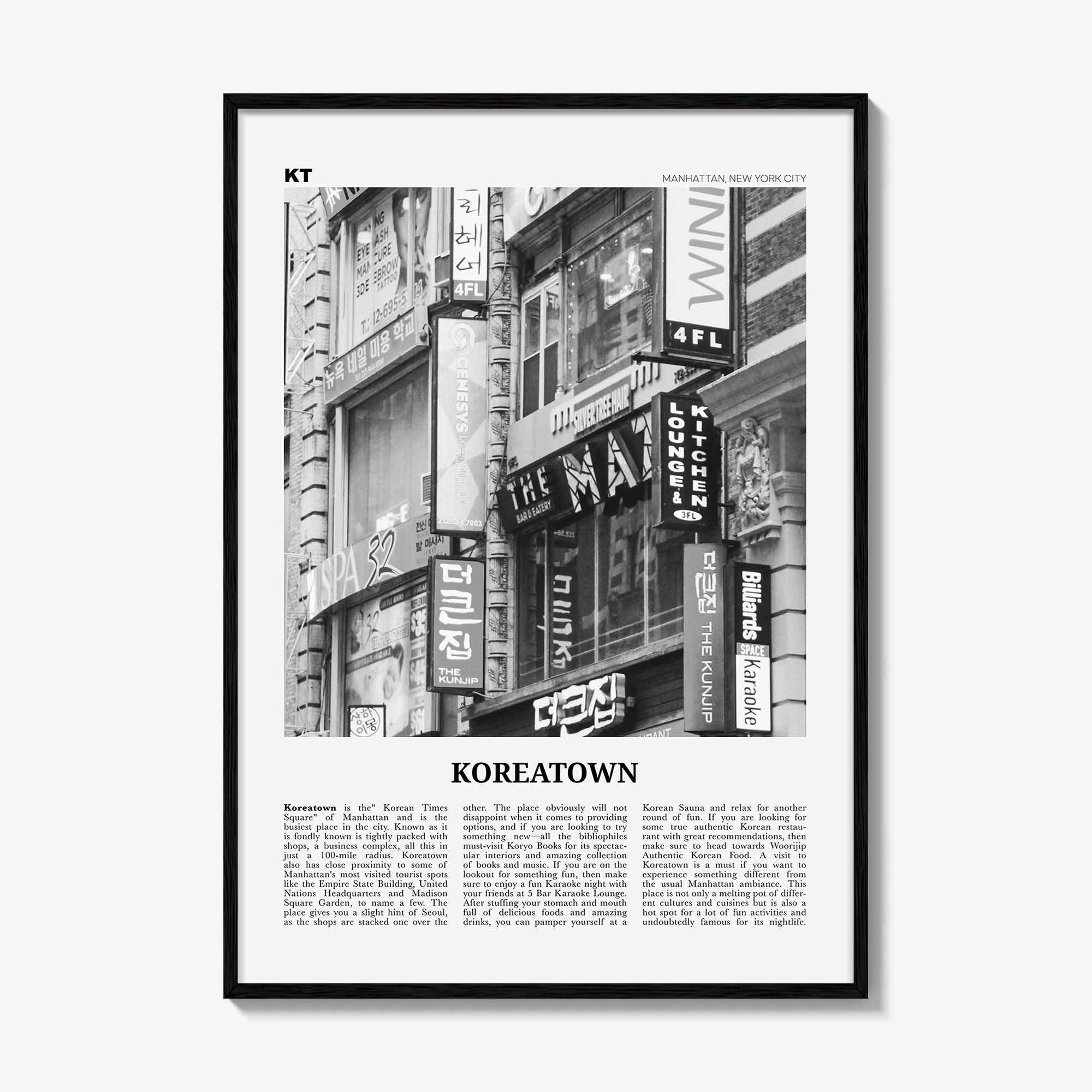 Koreatown Print Black and White New York, Koreatown Wall Art, Koreatown Poster, Koreatown Photo, Koreatown Wall Décor, Manhattan, USA
