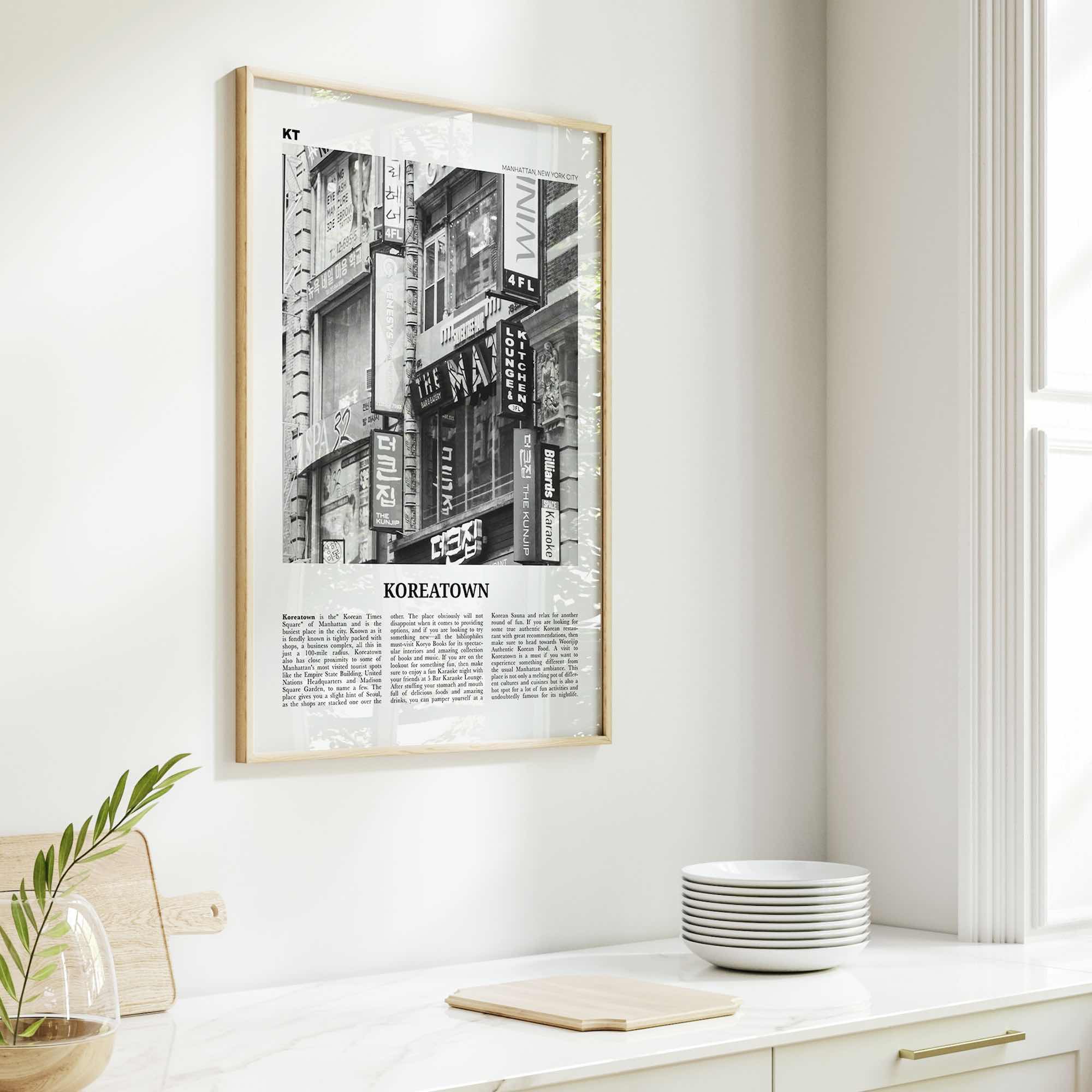 Koreatown Print Black and White New York, Koreatown Wall Art, Koreatown Poster, Koreatown Photo, Koreatown Wall Décor, Manhattan, USA