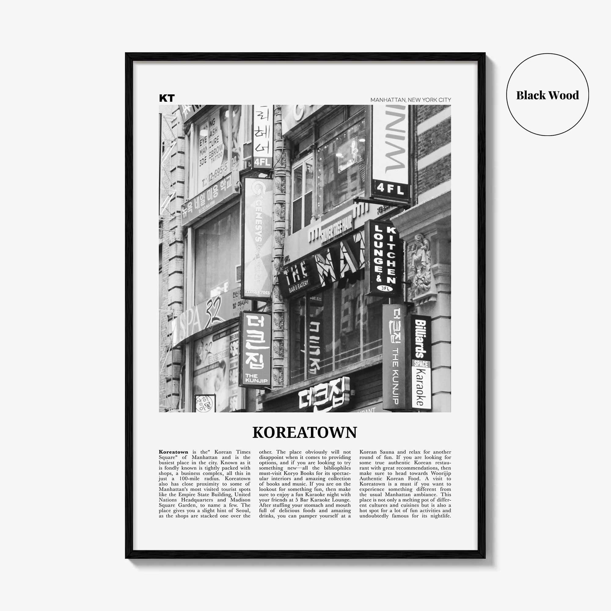 Koreatown Print Black and White New York, Koreatown Wall Art, Koreatown Poster, Koreatown Photo, Koreatown Wall Décor, Manhattan, USA