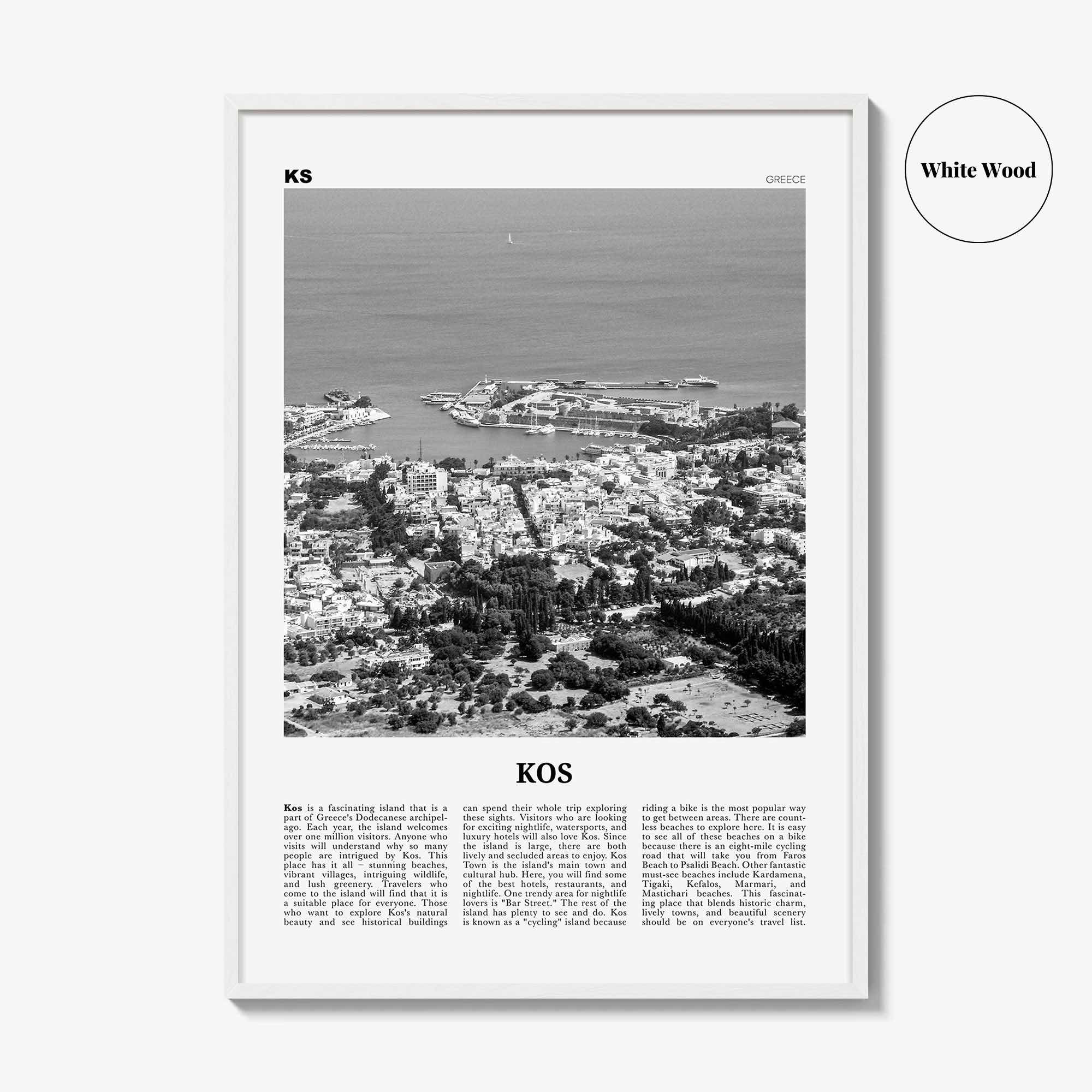 Kos Print Black and White, Kos Wall Art, Kos Poster, Kos Photo, Kos Wall Décor, Cos, Κως, Greece, Europe, Greek, Aegean Sea