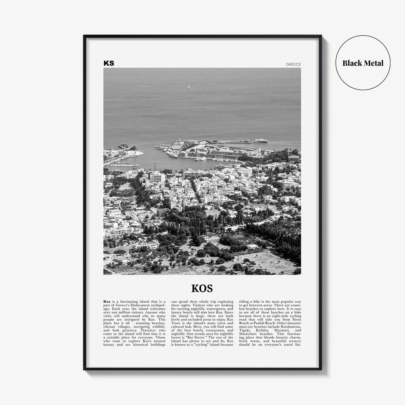 Kos Print Black and White, Kos Wall Art, Kos Poster, Kos Photo, Kos Wall Décor, Cos, Κως, Greece, Europe, Greek, Aegean Sea
