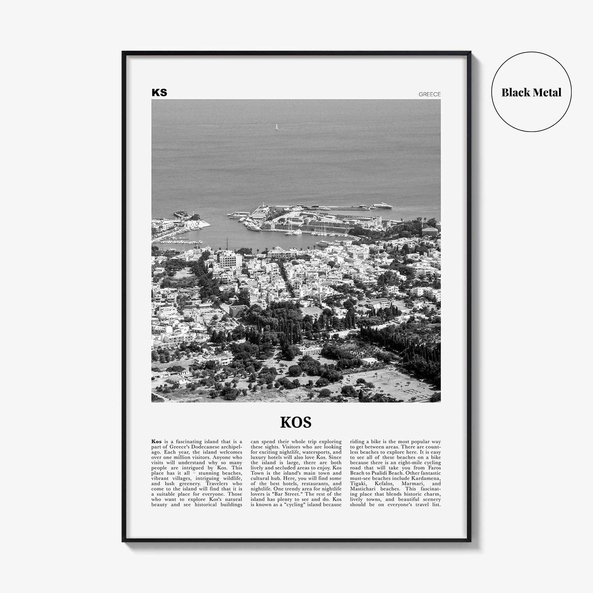Kos Print Black and White, Kos Wall Art, Kos Poster, Kos Photo, Kos Wall Décor, Cos, Κως, Greece, Europe, Greek, Aegean Sea