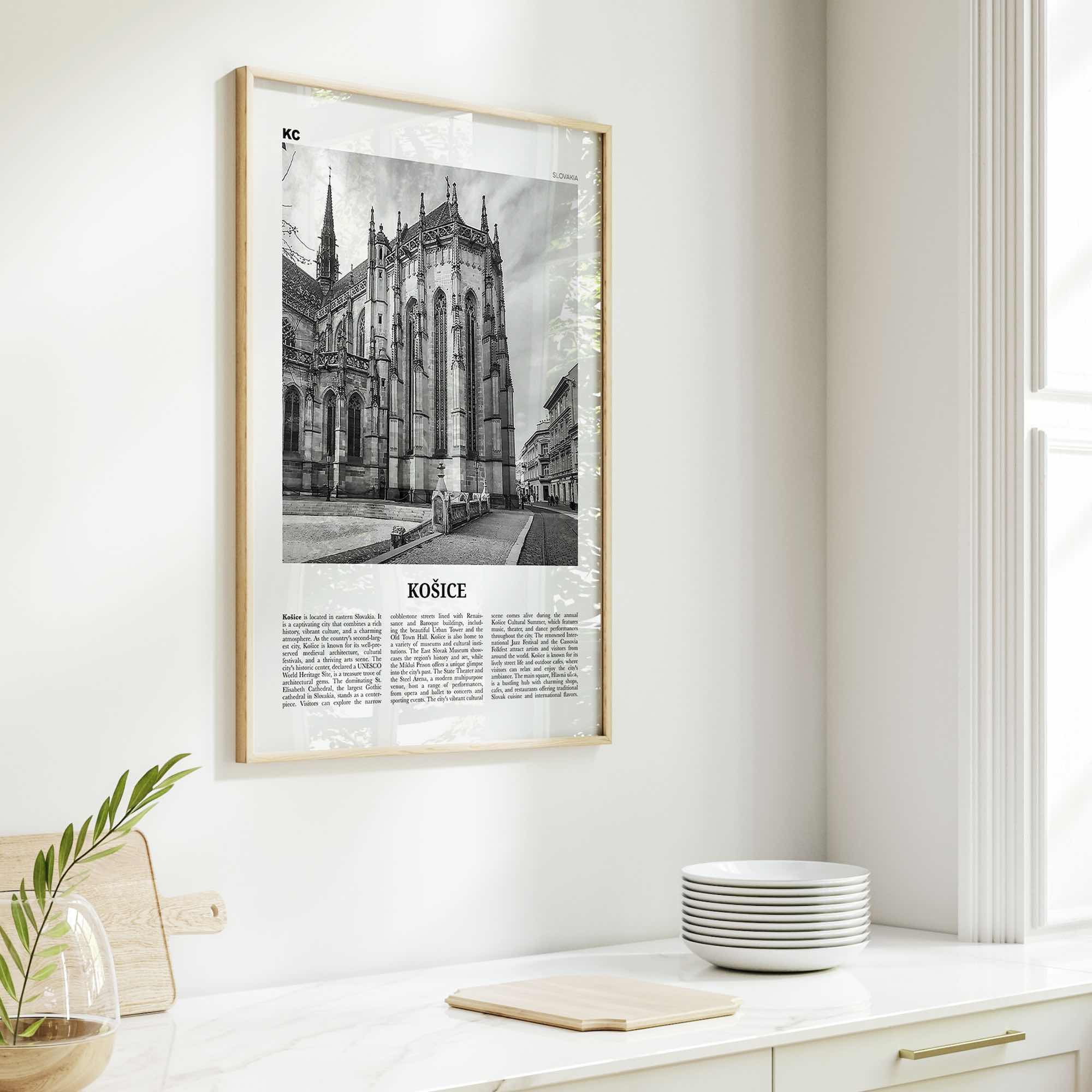 Kosice Print Black and White, Kosice Wall Art, Kosice Poster, Kosice Photo, Kosice Wall Décor, Kosice Map, Slovakia