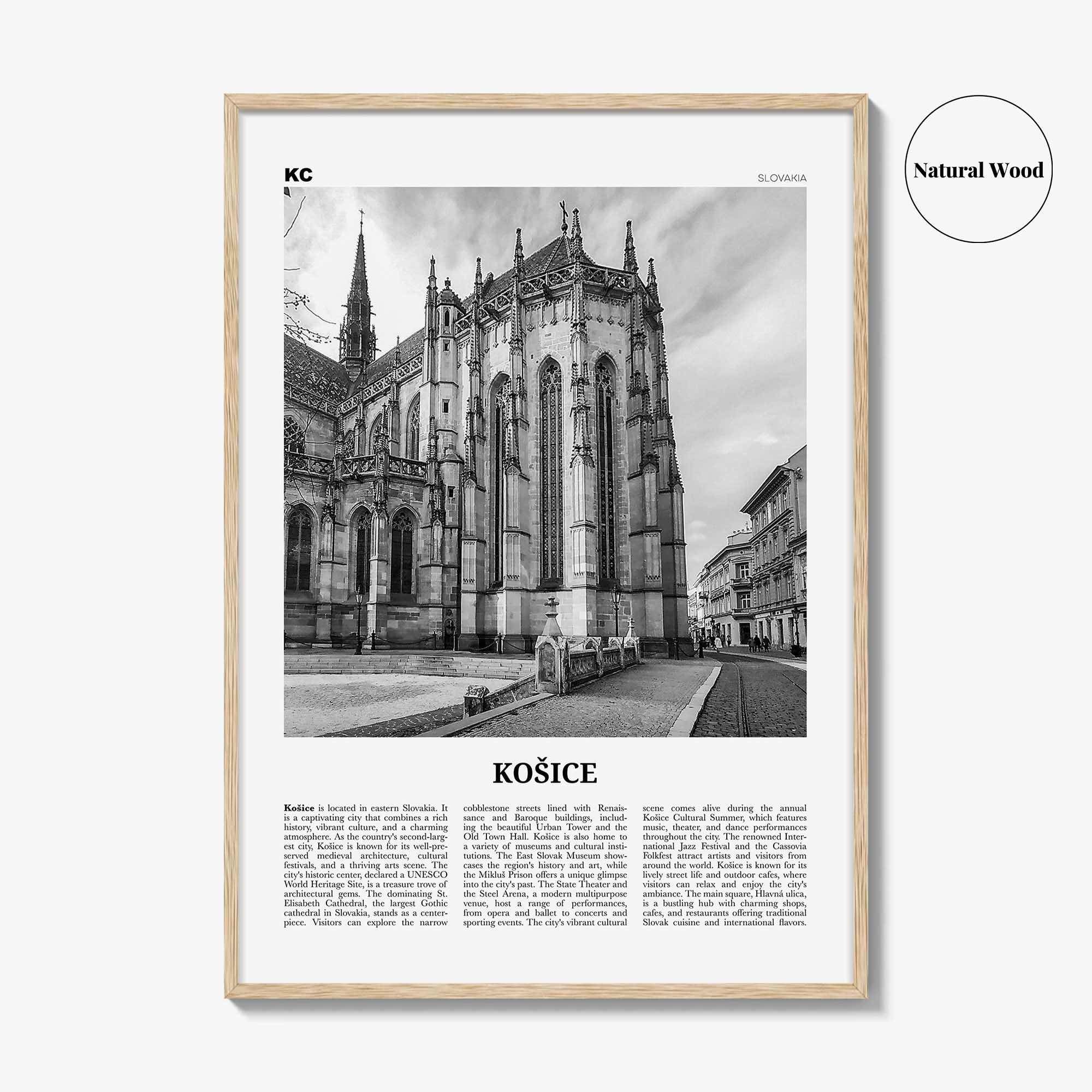 Kosice Print Black and White, Kosice Wall Art, Kosice Poster, Kosice Photo, Kosice Wall Décor, Kosice Map, Slovakia