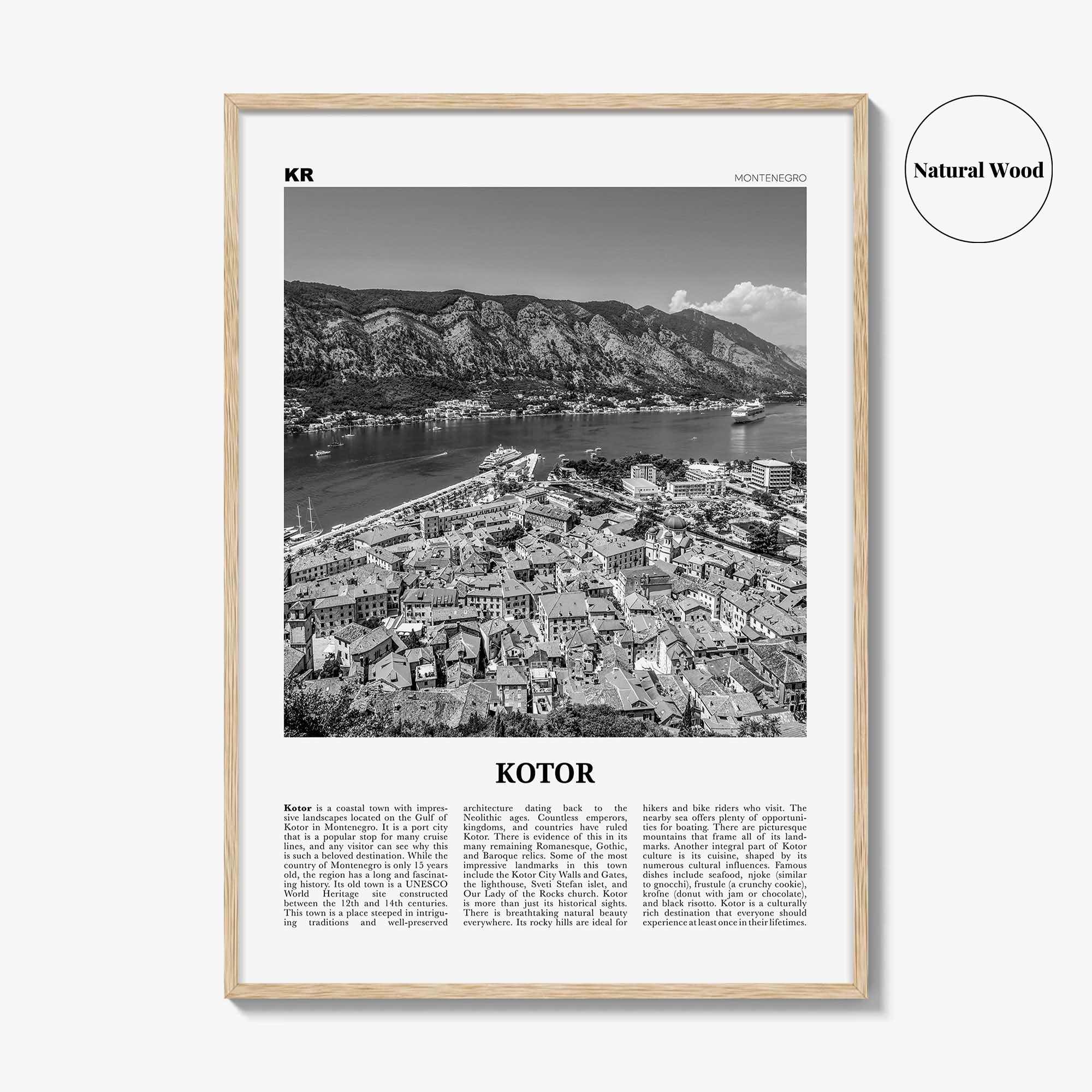 Kotor Print Black and White, Kotor Wall Art, Kotor Poster, Kotor Photo, Kotor Wall Décor, Котор, Montenegro, Europe
