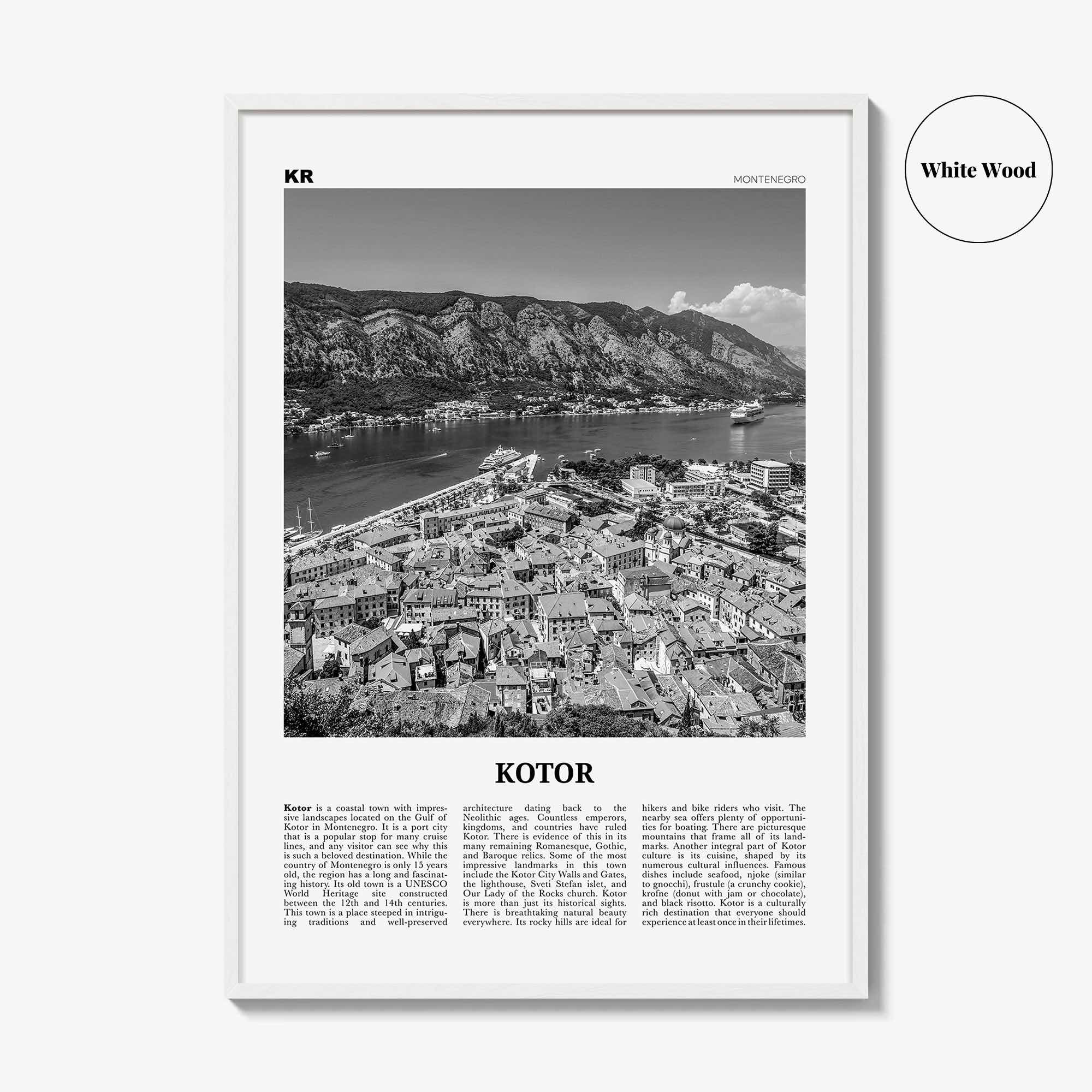 Kotor Print Black and White, Kotor Wall Art, Kotor Poster, Kotor Photo, Kotor Wall Décor, Котор, Montenegro, Europe