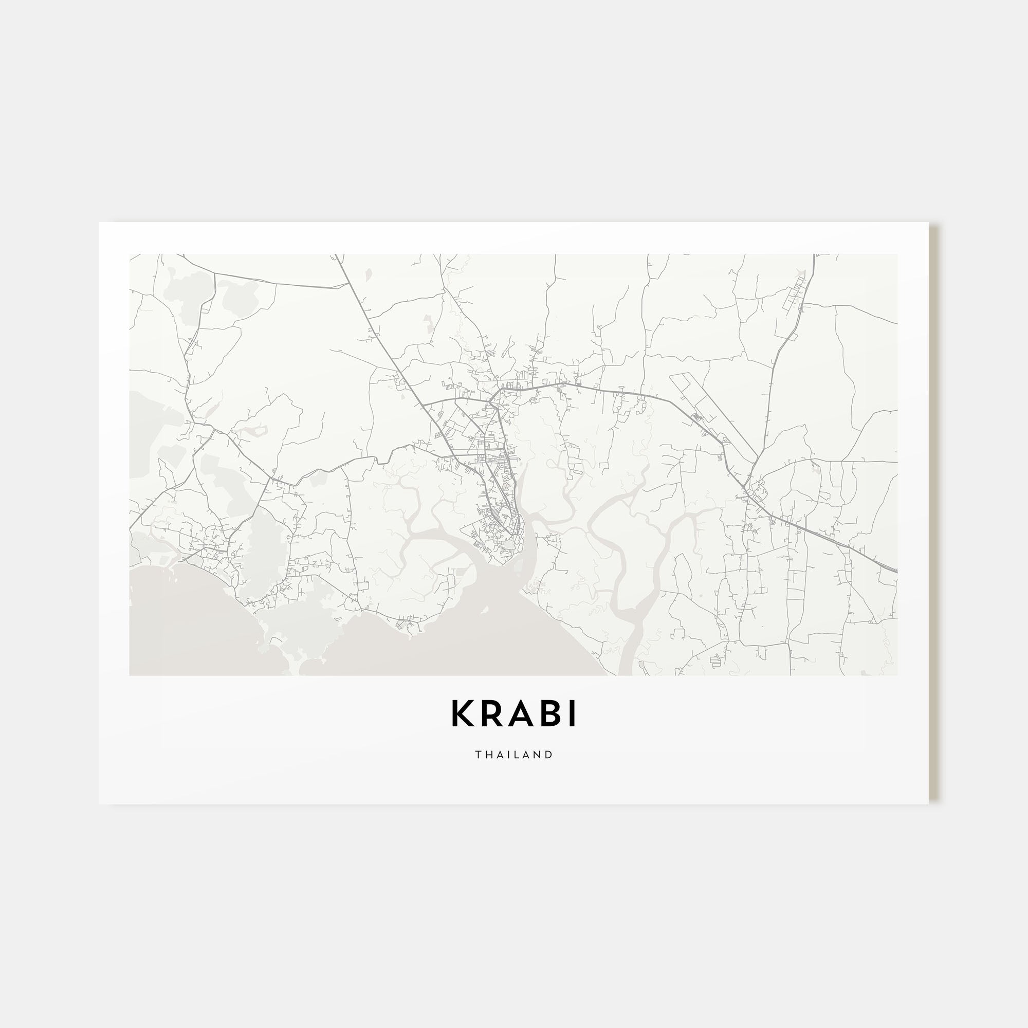 Krabi Map Landscape Poster