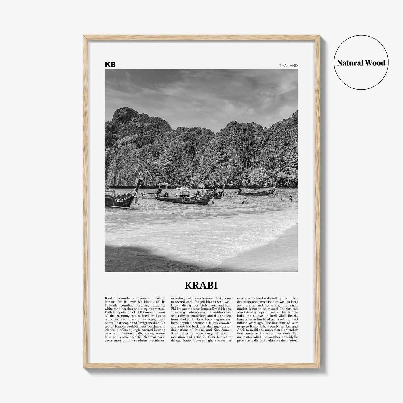 Krabi Print Black and White, Krabi Wall Art, Krabi Poster, Krabi Photo, Thailand, Phang Nga Bay