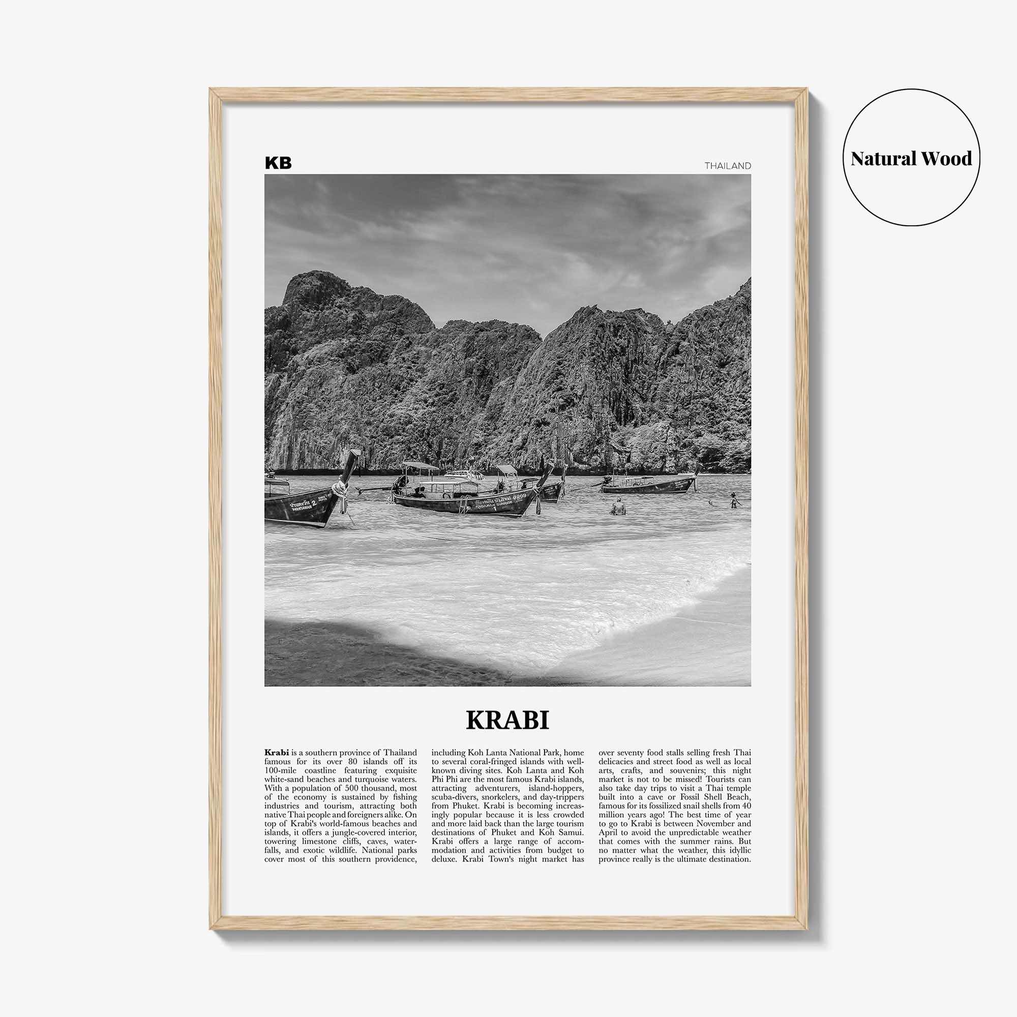 Krabi Print Black and White, Krabi Wall Art, Krabi Poster, Krabi Photo, Thailand, Phang Nga Bay