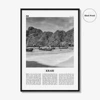 Krabi Print Black and White, Krabi Wall Art, Krabi Poster, Krabi Photo, Thailand, Phang Nga Bay