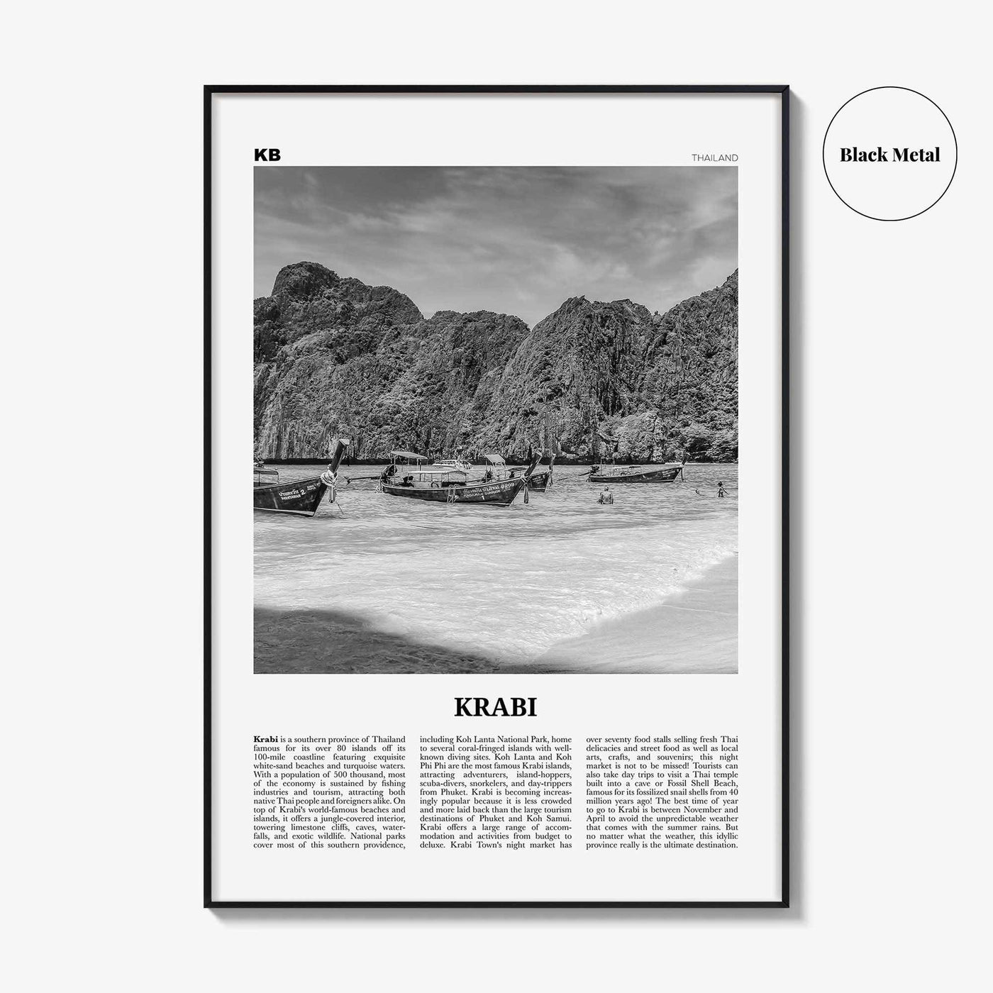 Krabi Print Black and White, Krabi Wall Art, Krabi Poster, Krabi Photo, Thailand, Phang Nga Bay