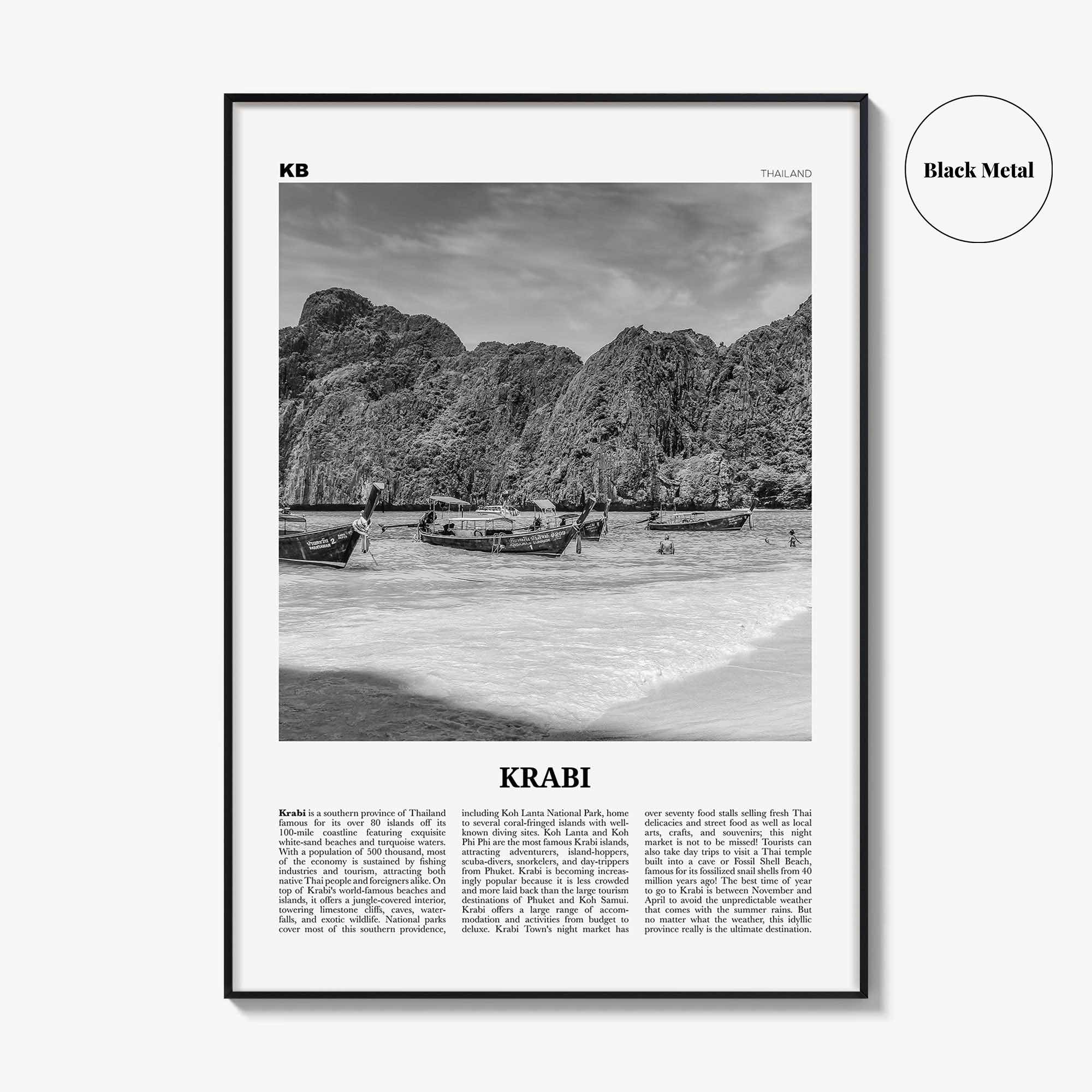 Krabi Print Black and White, Krabi Wall Art, Krabi Poster, Krabi Photo, Thailand, Phang Nga Bay