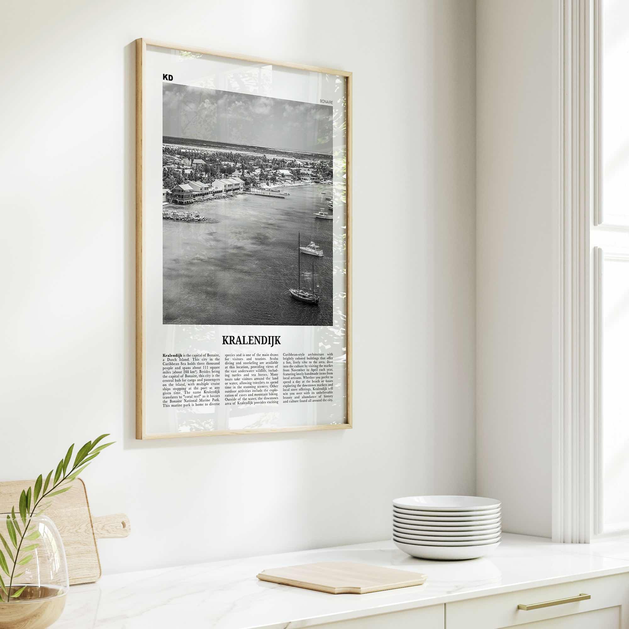 Kralendijk Print Black and White, Kralendijk Wall Art, Kralendijk Poster, Kralendijk Photo, Kralendijk Wall Décor, Kralendijk Map, Bonaire