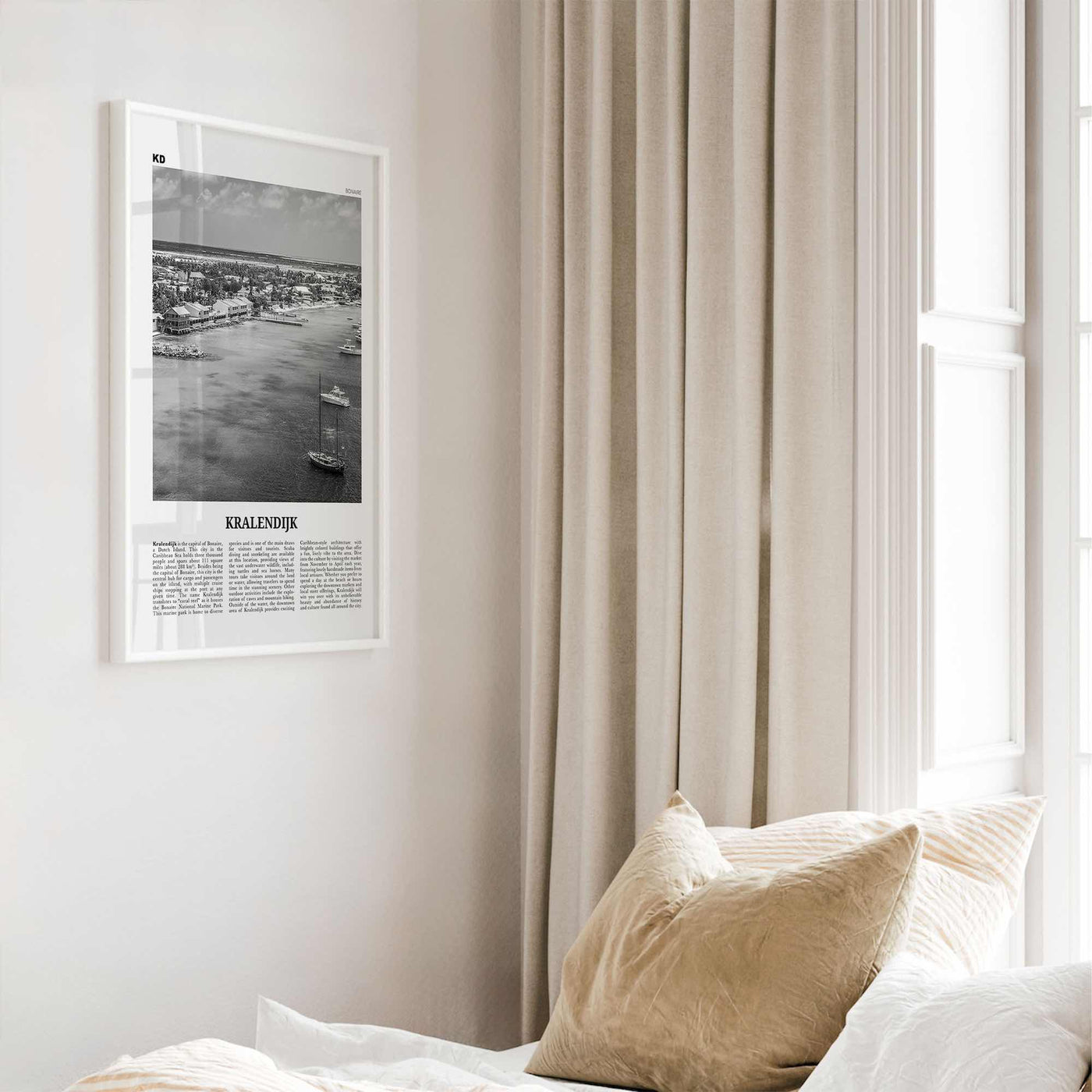 Kralendijk Print Black and White, Kralendijk Wall Art, Kralendijk Poster, Kralendijk Photo, Kralendijk Wall Décor, Kralendijk Map, Bonaire