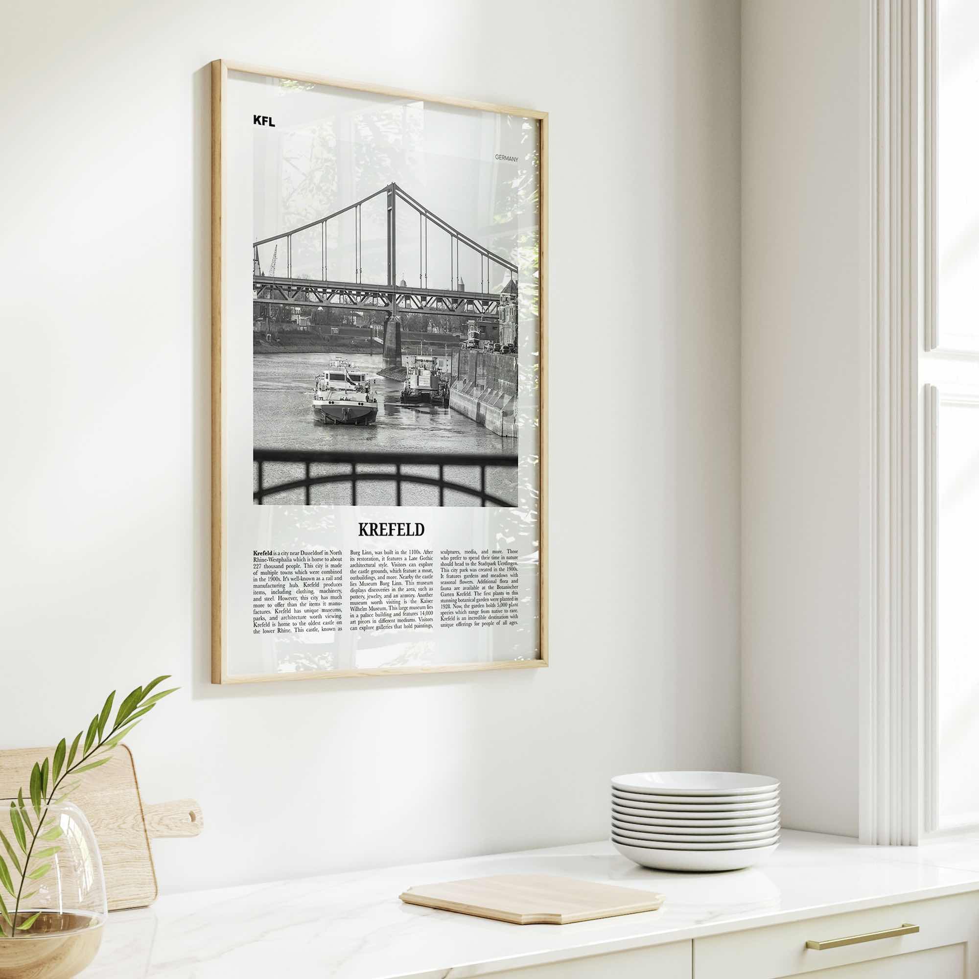 Krefeld Print Black and White, Krefeld Wall Art, Krefeld Poster, Krefeld Photo, Krefeld Wall Décor, Krefeld Map, Germany