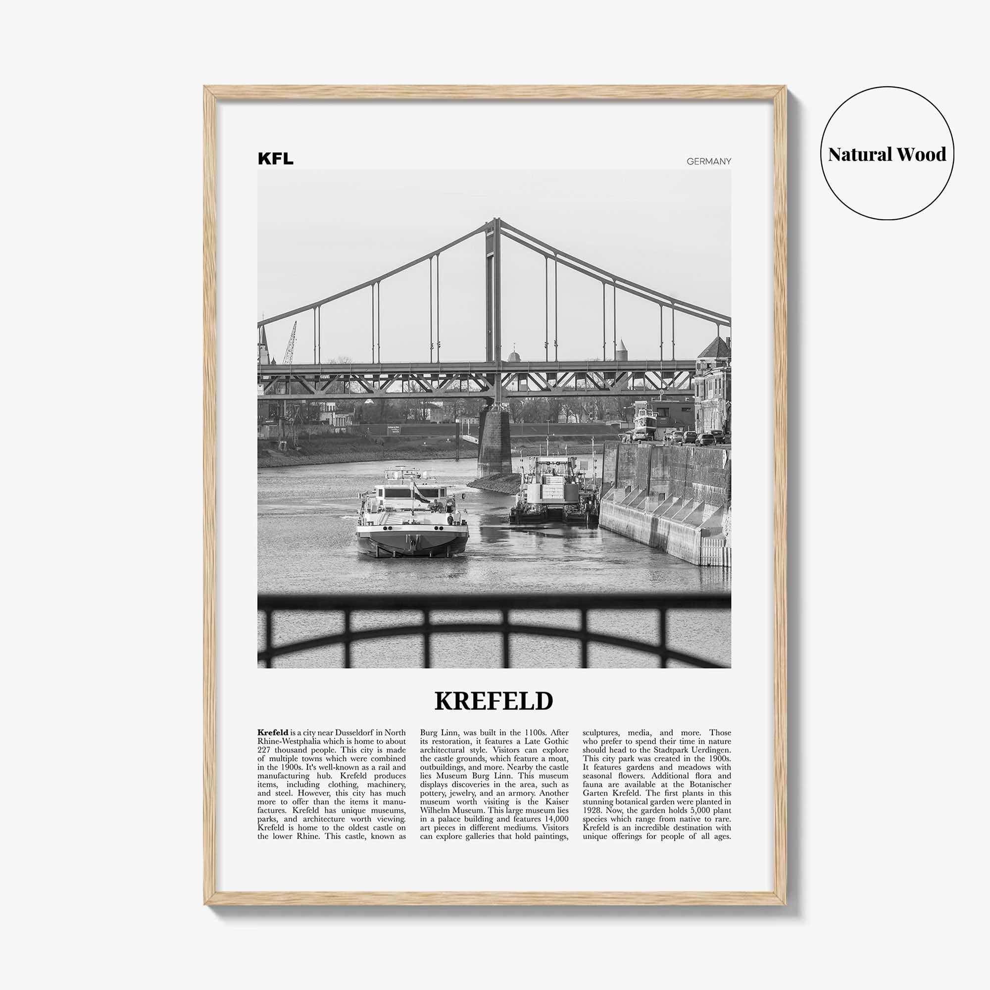 Krefeld Print Black and White, Krefeld Wall Art, Krefeld Poster, Krefeld Photo, Krefeld Wall Décor, Krefeld Map, Germany