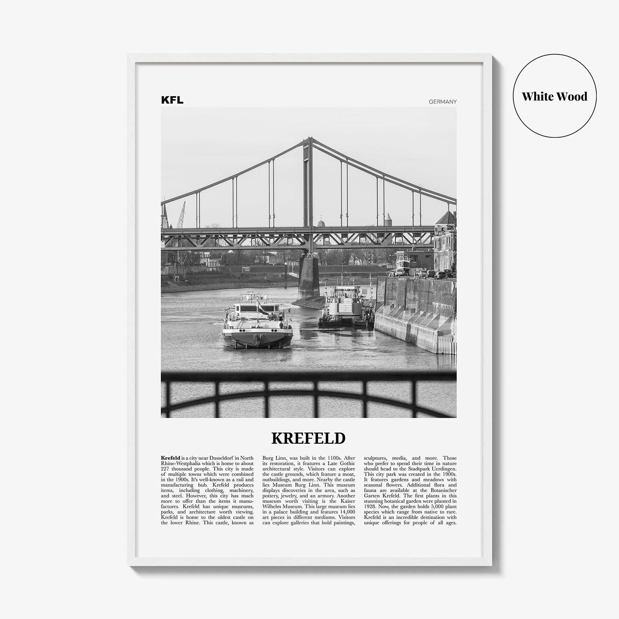 Krefeld Print Black and White, Krefeld Wall Art, Krefeld Poster, Krefeld Photo, Krefeld Wall Décor, Krefeld Map, Germany