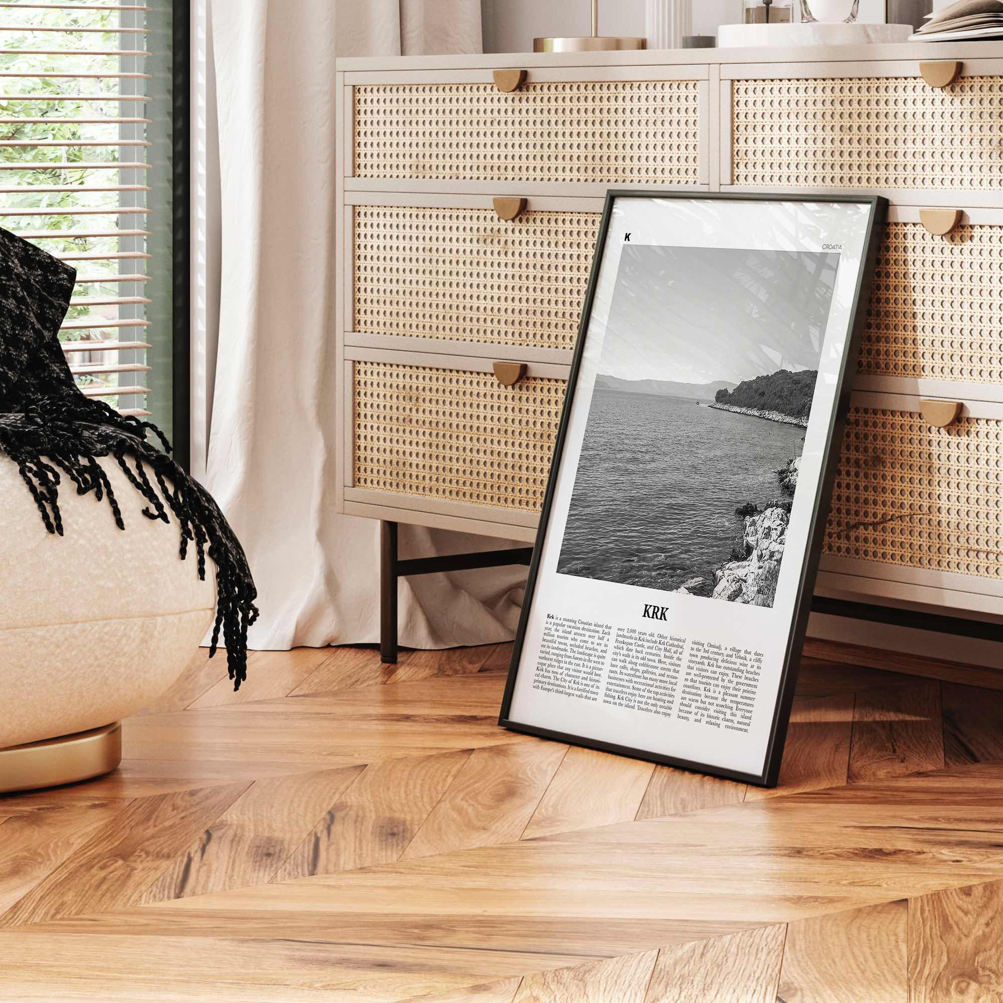 KRK Print Black and White, Krk Wall Art, Krk Poster, Krk Photo, Krk Wall Décor, Vegl, Curicta, Veglia, Vegliot, Κύρικον, Kyrikon, Croatia