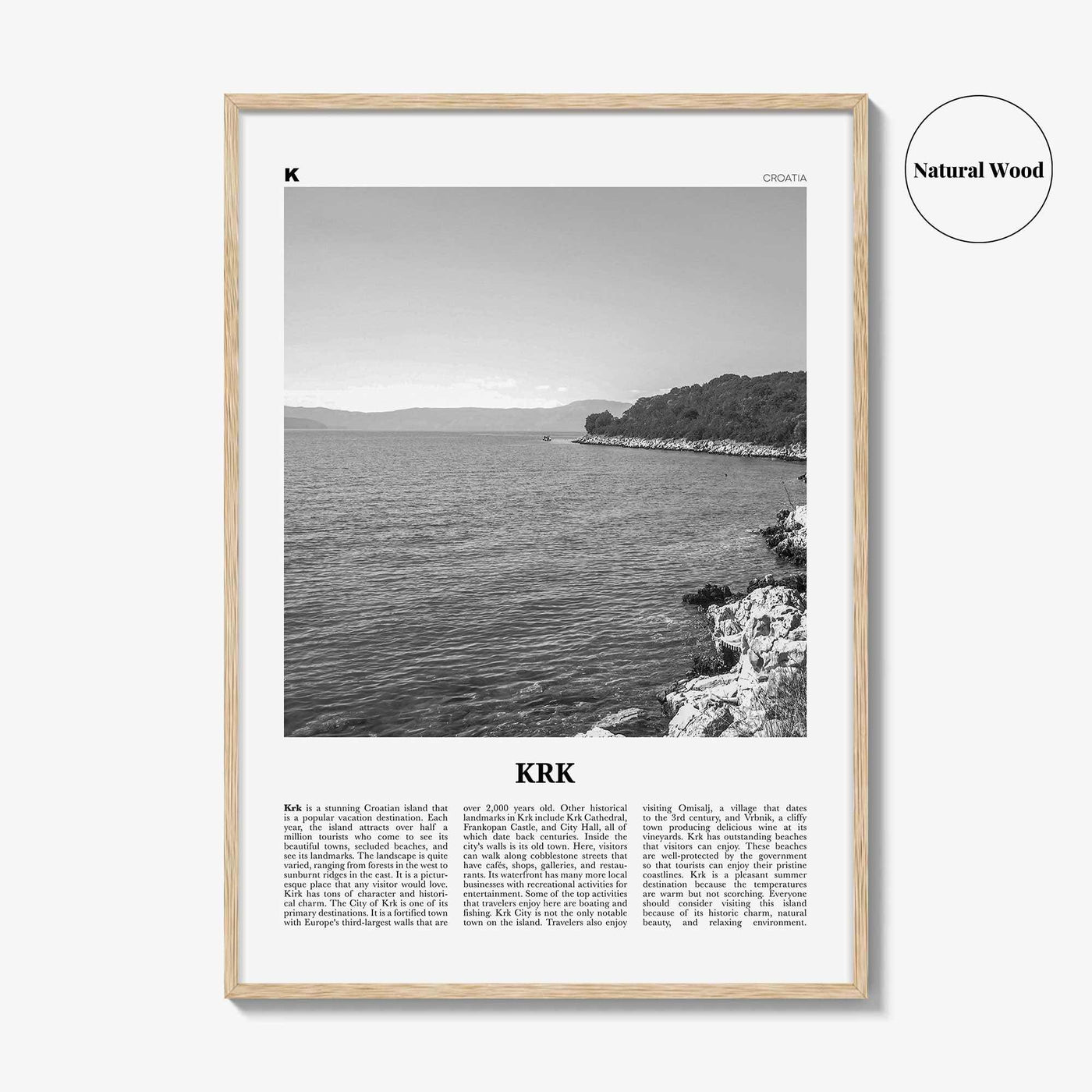 KRK Print Black and White, Krk Wall Art, Krk Poster, Krk Photo, Krk Wall Décor, Vegl, Curicta, Veglia, Vegliot, Κύρικον, Kyrikon, Croatia