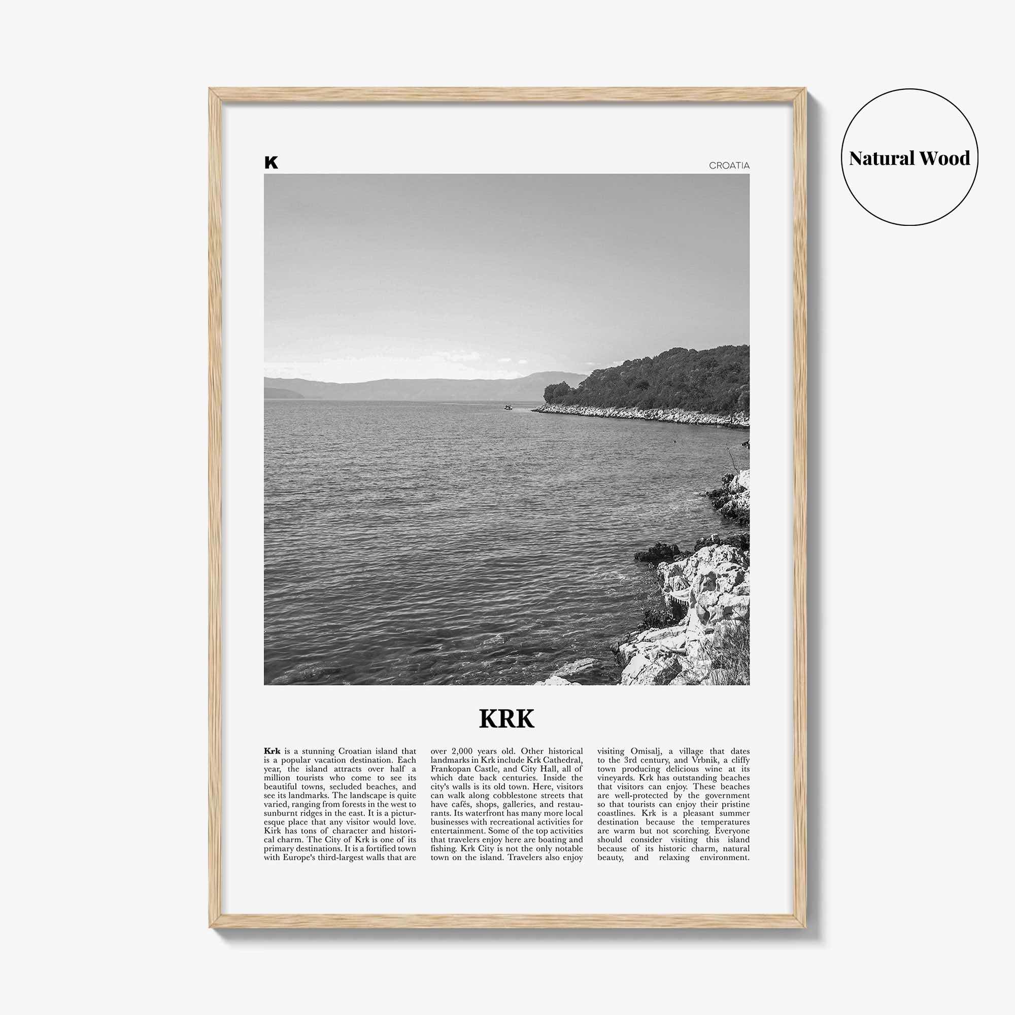 KRK Print Black and White, Krk Wall Art, Krk Poster, Krk Photo, Krk Wall Décor, Vegl, Curicta, Veglia, Vegliot, Κύρικον, Kyrikon, Croatia