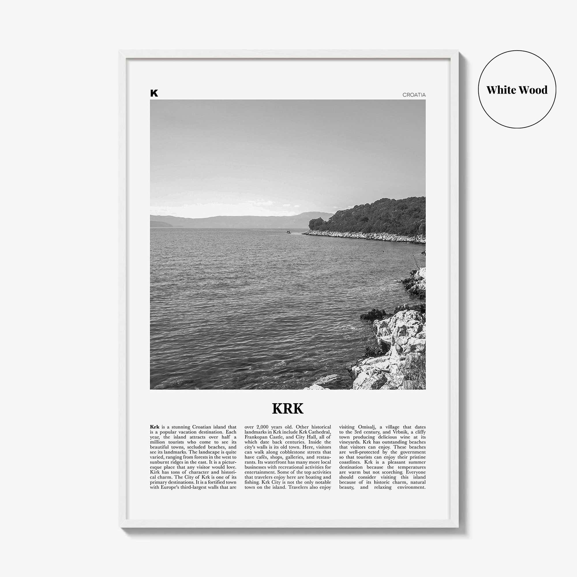 KRK Print Black and White, Krk Wall Art, Krk Poster, Krk Photo, Krk Wall Décor, Vegl, Curicta, Veglia, Vegliot, Κύρικον, Kyrikon, Croatia