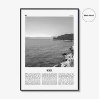 KRK Print Black and White, Krk Wall Art, Krk Poster, Krk Photo, Krk Wall Décor, Vegl, Curicta, Veglia, Vegliot, Κύρικον, Kyrikon, Croatia