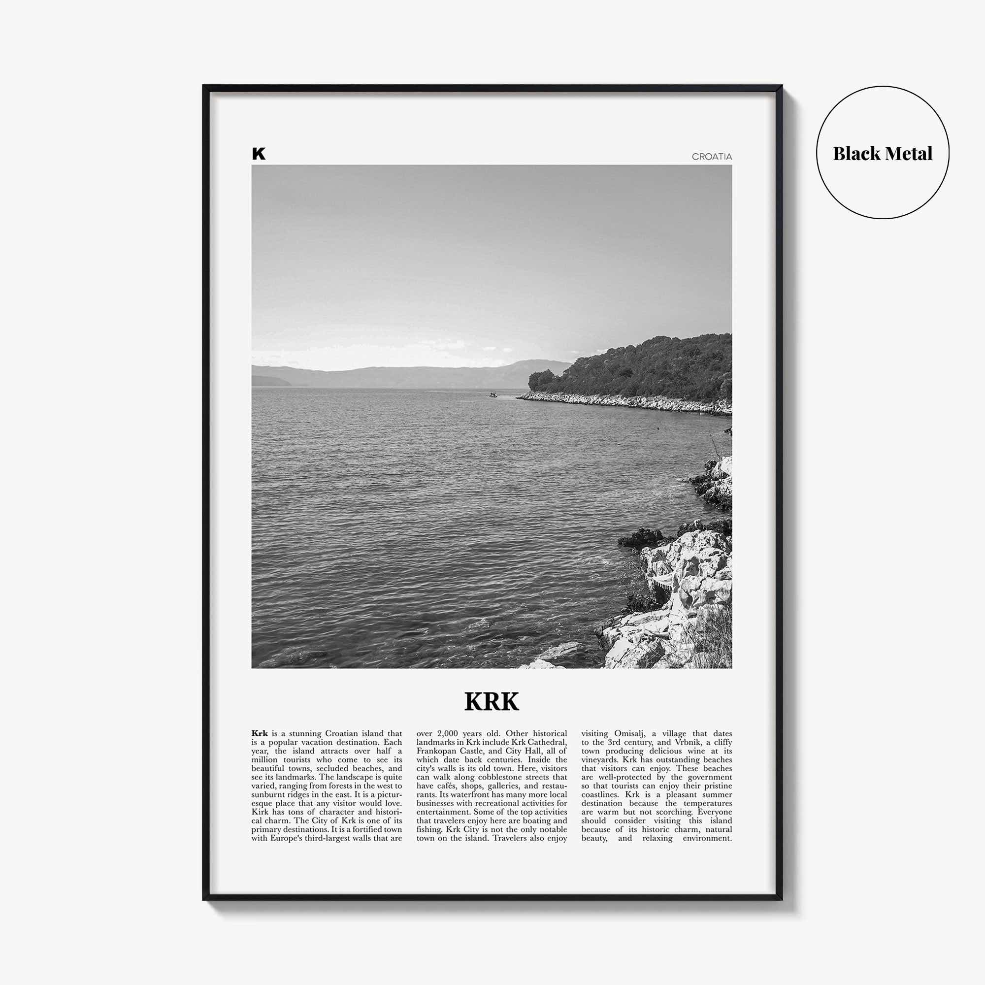 KRK Print Black and White, Krk Wall Art, Krk Poster, Krk Photo, Krk Wall Décor, Vegl, Curicta, Veglia, Vegliot, Κύρικον, Kyrikon, Croatia