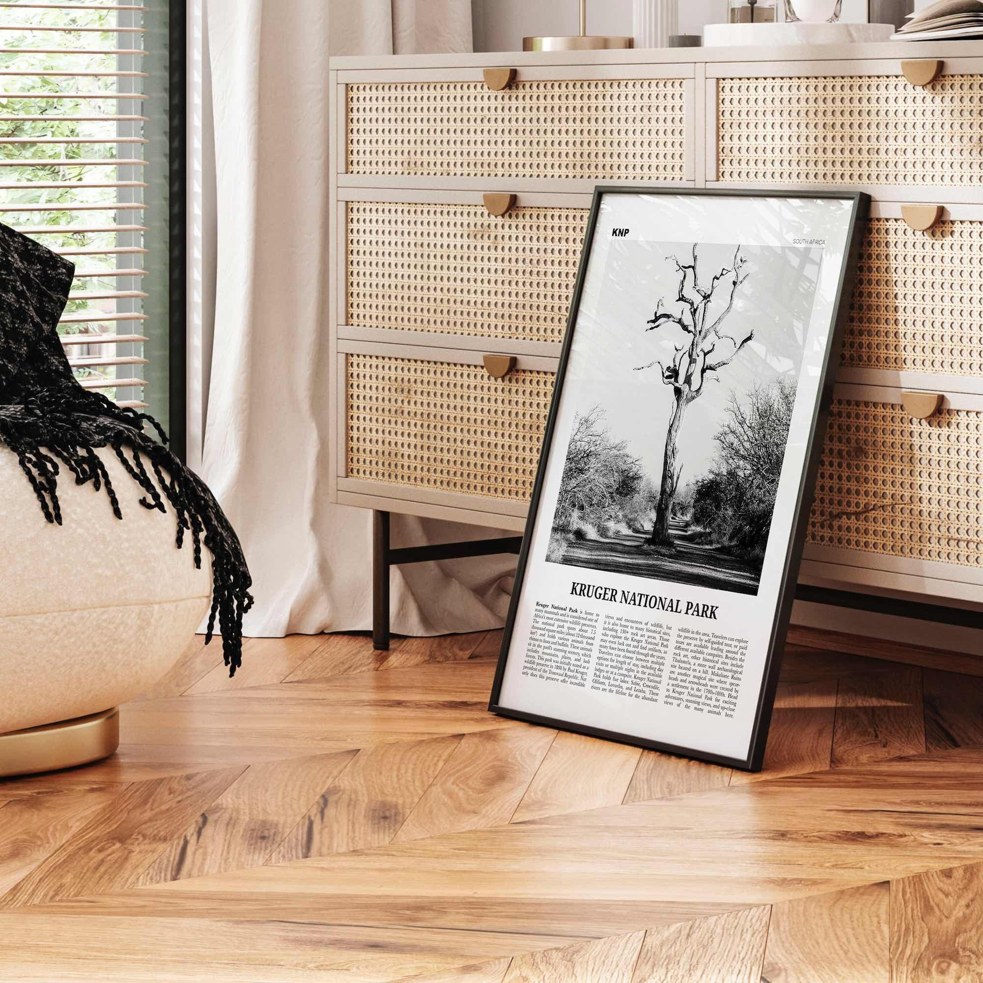 Kruger National Park Print Black and White, Kruger Wall Art, Kruger Poster, Kruger Photo, Kruger Wall Décor, Kruger Map, South Africa