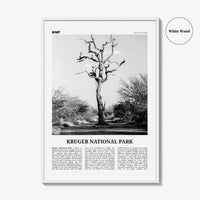 Kruger National Park Print Black and White, Kruger Wall Art, Kruger Poster, Kruger Photo, Kruger Wall Décor, Kruger Map, South Africa