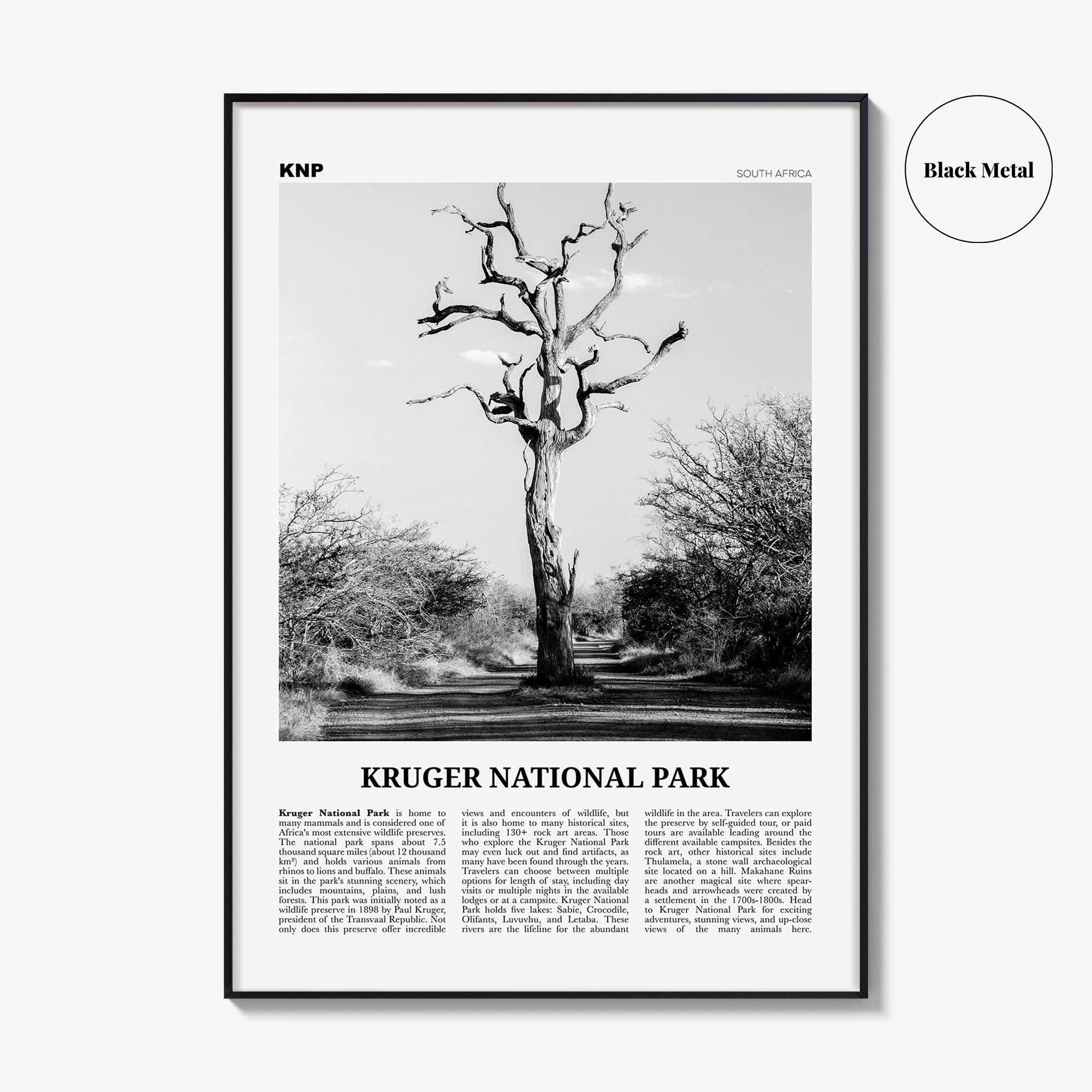 Kruger National Park Print Black and White, Kruger Wall Art, Kruger Poster, Kruger Photo, Kruger Wall Décor, Kruger Map, South Africa