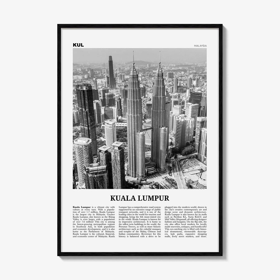 Kuala Lumpur Print Black and White No 1, Kuala Lumpur Wall Art, Kuala Lumpur Poster, Kuala Lumpur Photo, Kuala Lumpur Decor, Malaysia