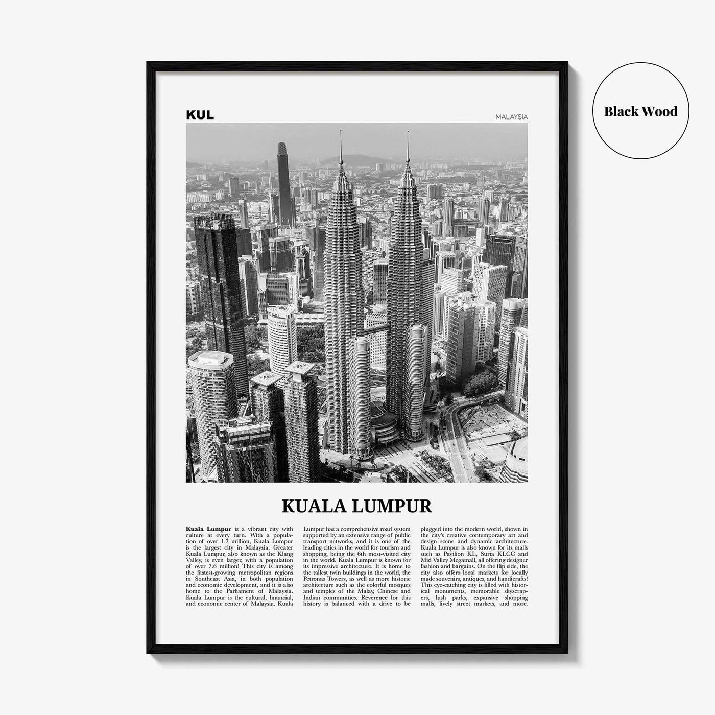 Kuala Lumpur Print Black and White No 1, Kuala Lumpur Wall Art, Kuala Lumpur Poster, Kuala Lumpur Photo, Kuala Lumpur Decor, Malaysia