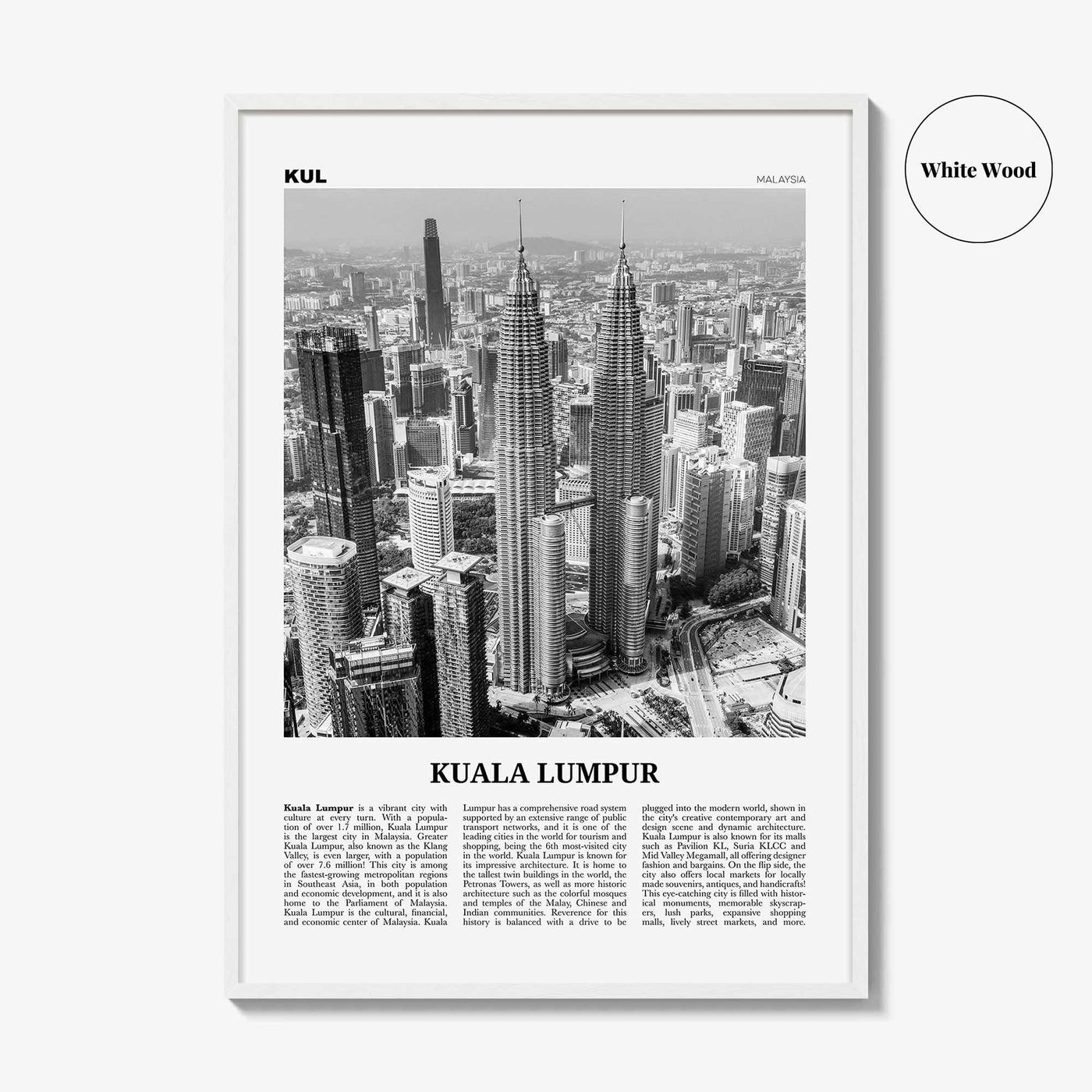 Kuala Lumpur Print Black and White No 1, Kuala Lumpur Wall Art, Kuala Lumpur Poster, Kuala Lumpur Photo, Kuala Lumpur Decor, Malaysia