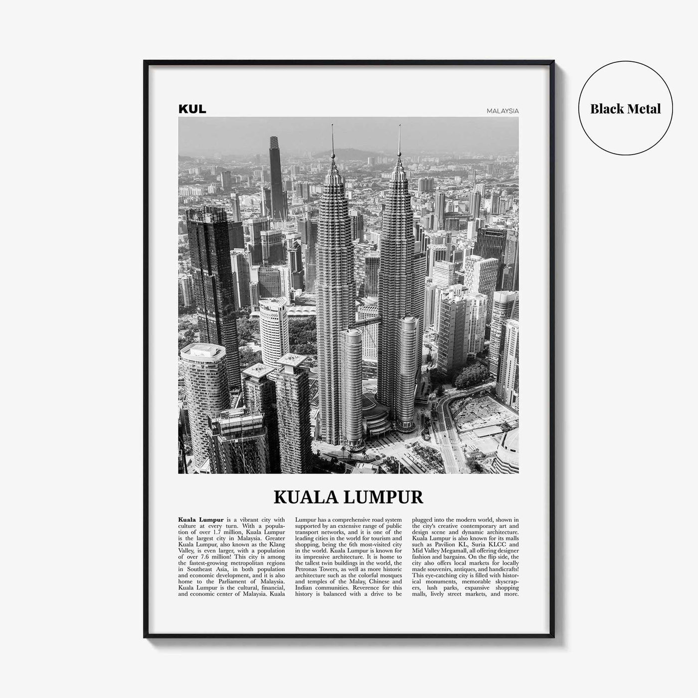 Kuala Lumpur Print Black and White No 1, Kuala Lumpur Wall Art, Kuala Lumpur Poster, Kuala Lumpur Photo, Kuala Lumpur Decor, Malaysia