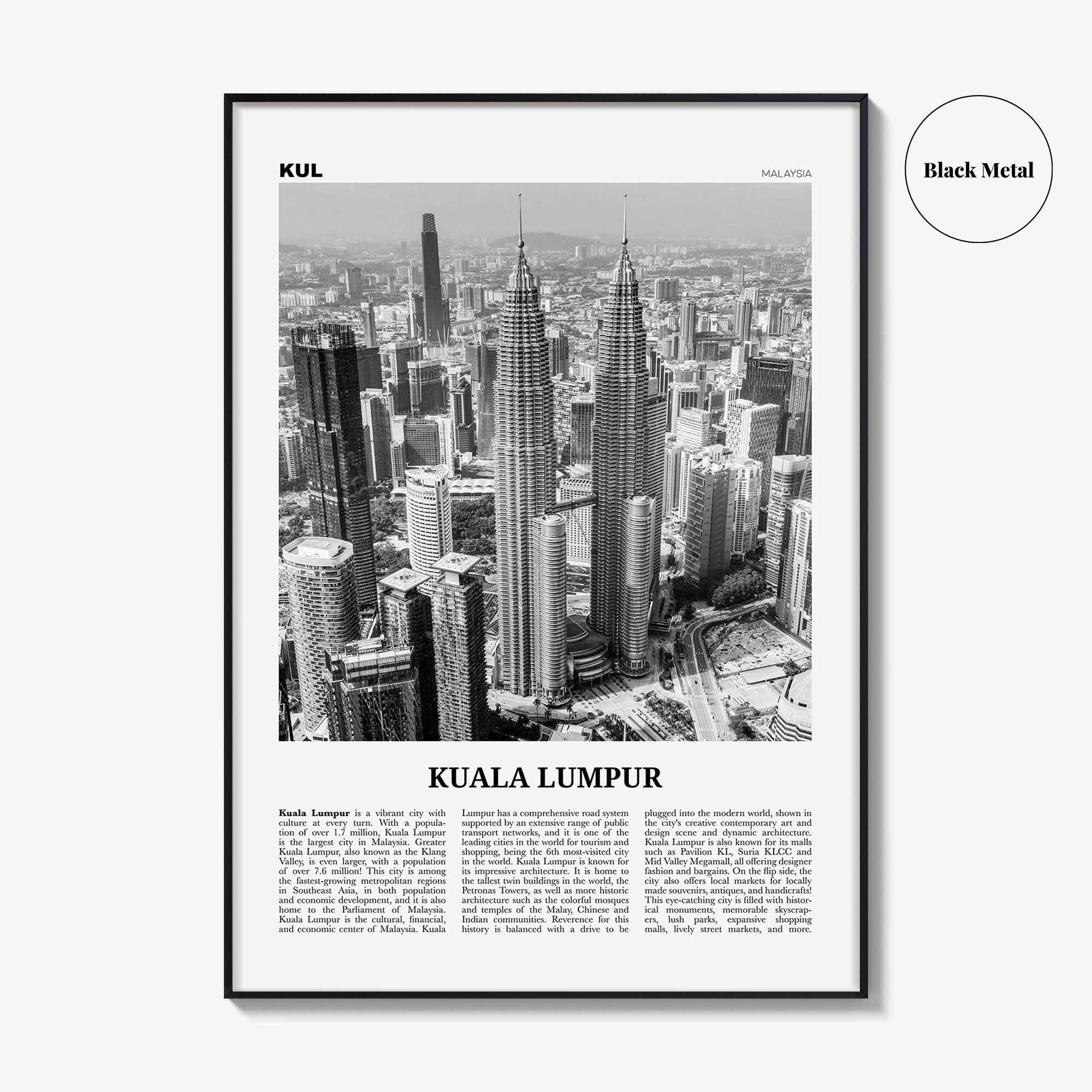 Kuala Lumpur Print Black and White No 1, Kuala Lumpur Wall Art, Kuala Lumpur Poster, Kuala Lumpur Photo, Kuala Lumpur Decor, Malaysia