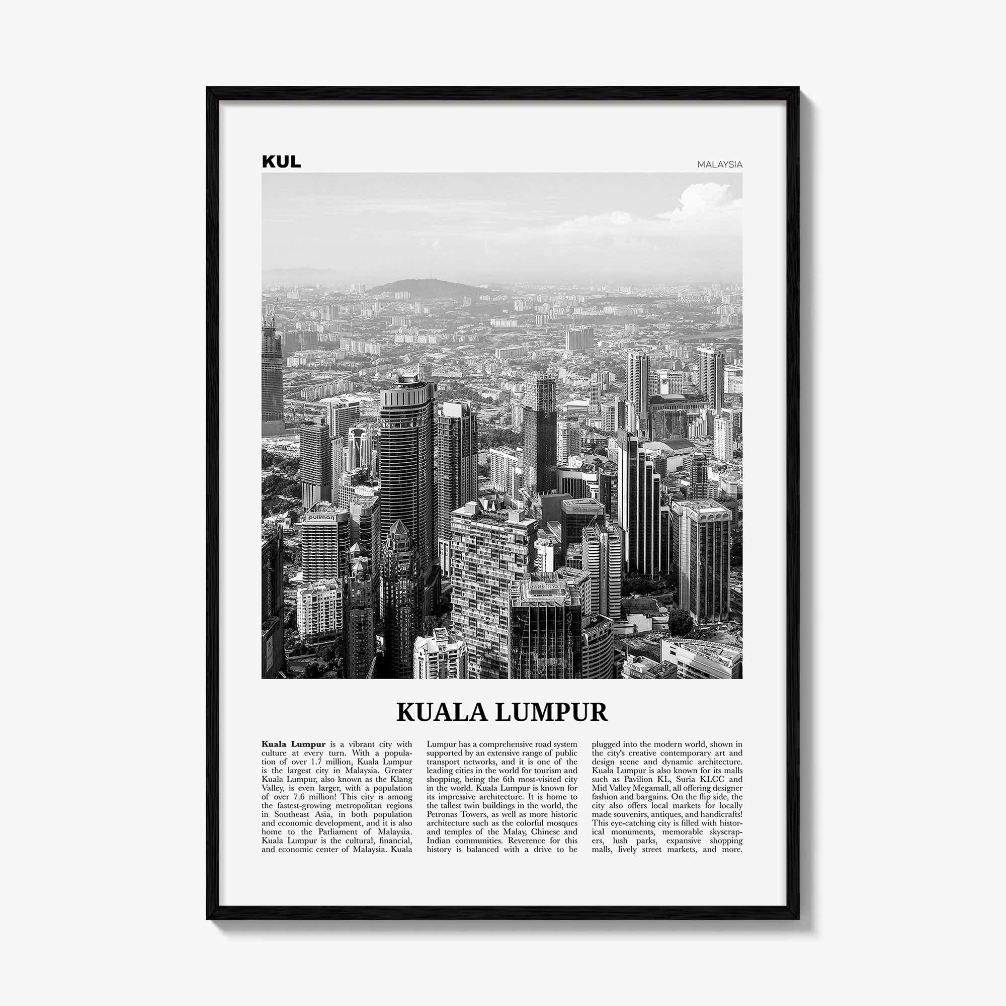 Kuala Lumpur Print Black and White No 2, Kuala Lumpur Wall Art, Kuala Lumpur Poster, Kuala Lumpur Photo, Kuala Lumpur Decor, Malaysia, Asia