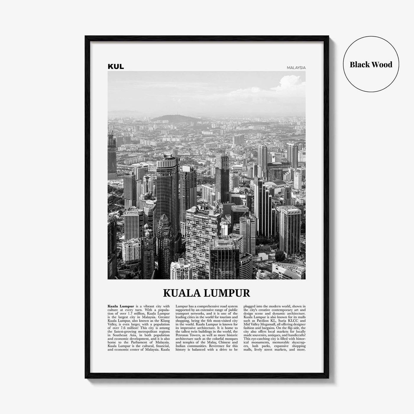 Kuala Lumpur Print Black and White No 2, Kuala Lumpur Wall Art, Kuala Lumpur Poster, Kuala Lumpur Photo, Kuala Lumpur Decor, Malaysia, Asia