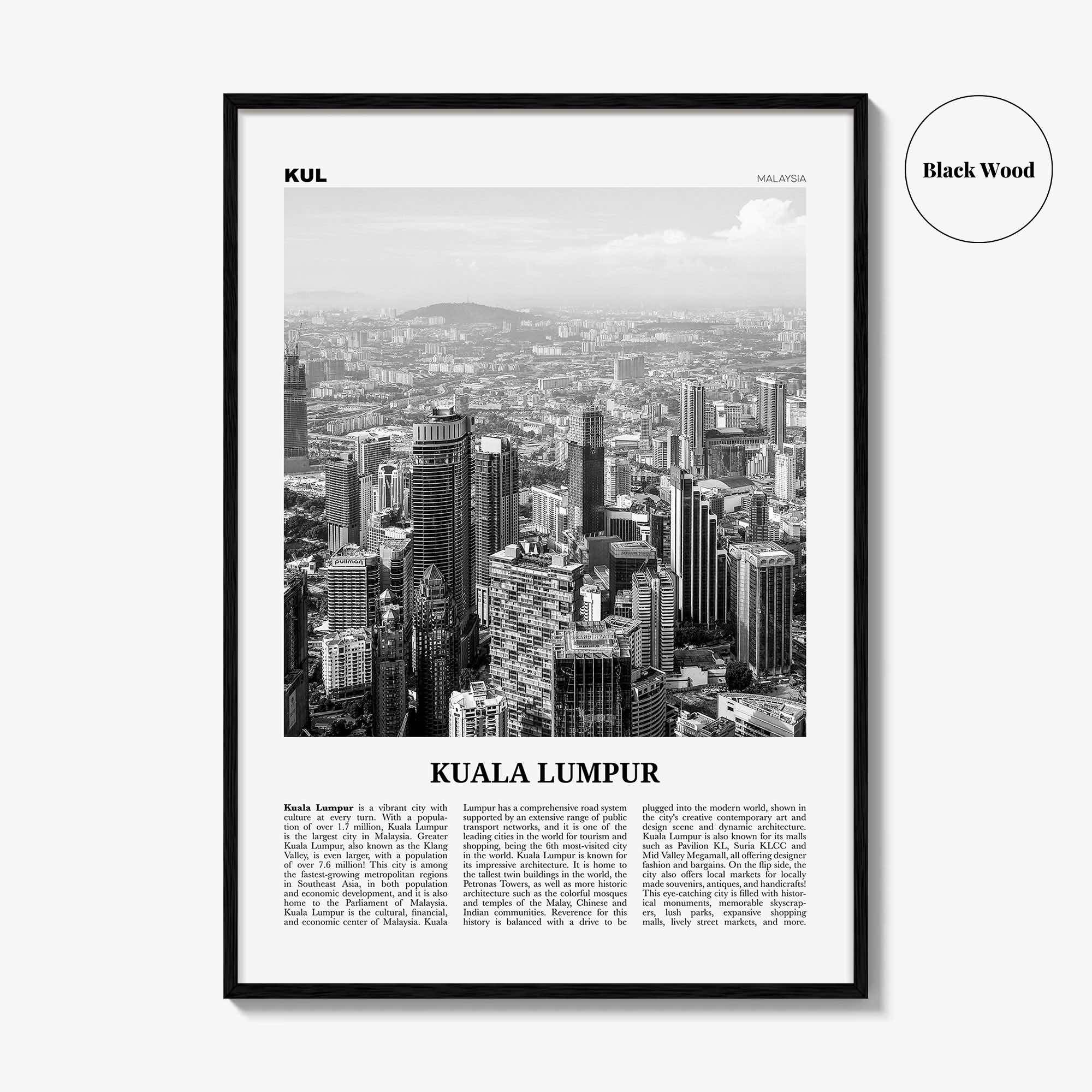 Kuala Lumpur Print Black and White No 2, Kuala Lumpur Wall Art, Kuala Lumpur Poster, Kuala Lumpur Photo, Kuala Lumpur Decor, Malaysia, Asia