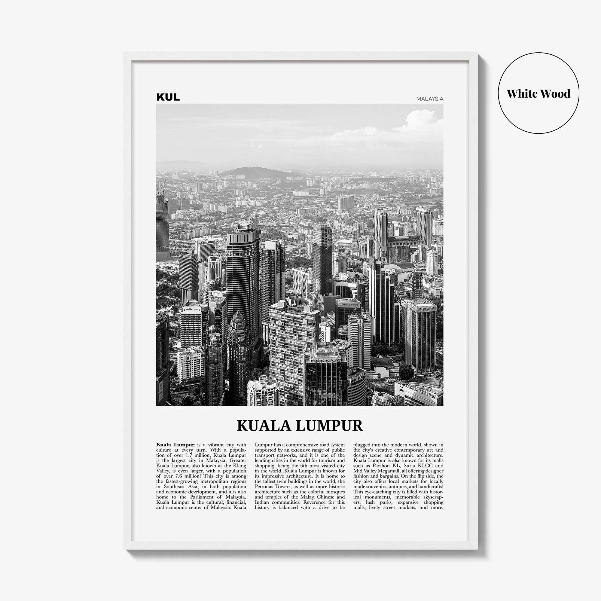 Kuala Lumpur Print Black and White No 2, Kuala Lumpur Wall Art, Kuala Lumpur Poster, Kuala Lumpur Photo, Kuala Lumpur Decor, Malaysia, Asia