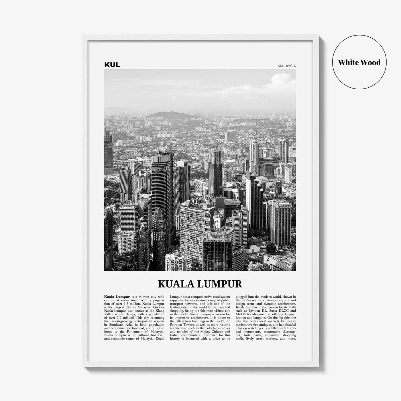 Kuala Lumpur Print Black and White No 2, Kuala Lumpur Wall Art, Kuala Lumpur Poster, Kuala Lumpur Photo, Kuala Lumpur Decor, Malaysia, Asia