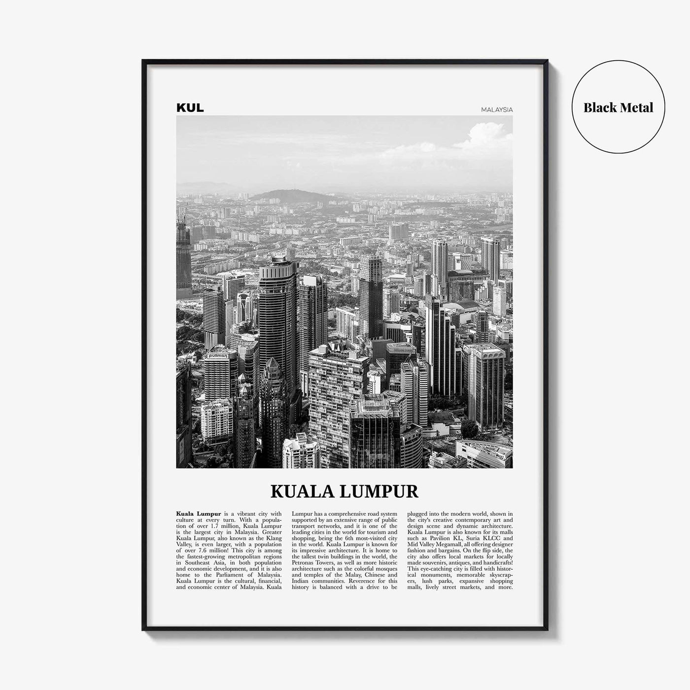 Kuala Lumpur Print Black and White No 2, Kuala Lumpur Wall Art, Kuala Lumpur Poster, Kuala Lumpur Photo, Kuala Lumpur Decor, Malaysia, Asia