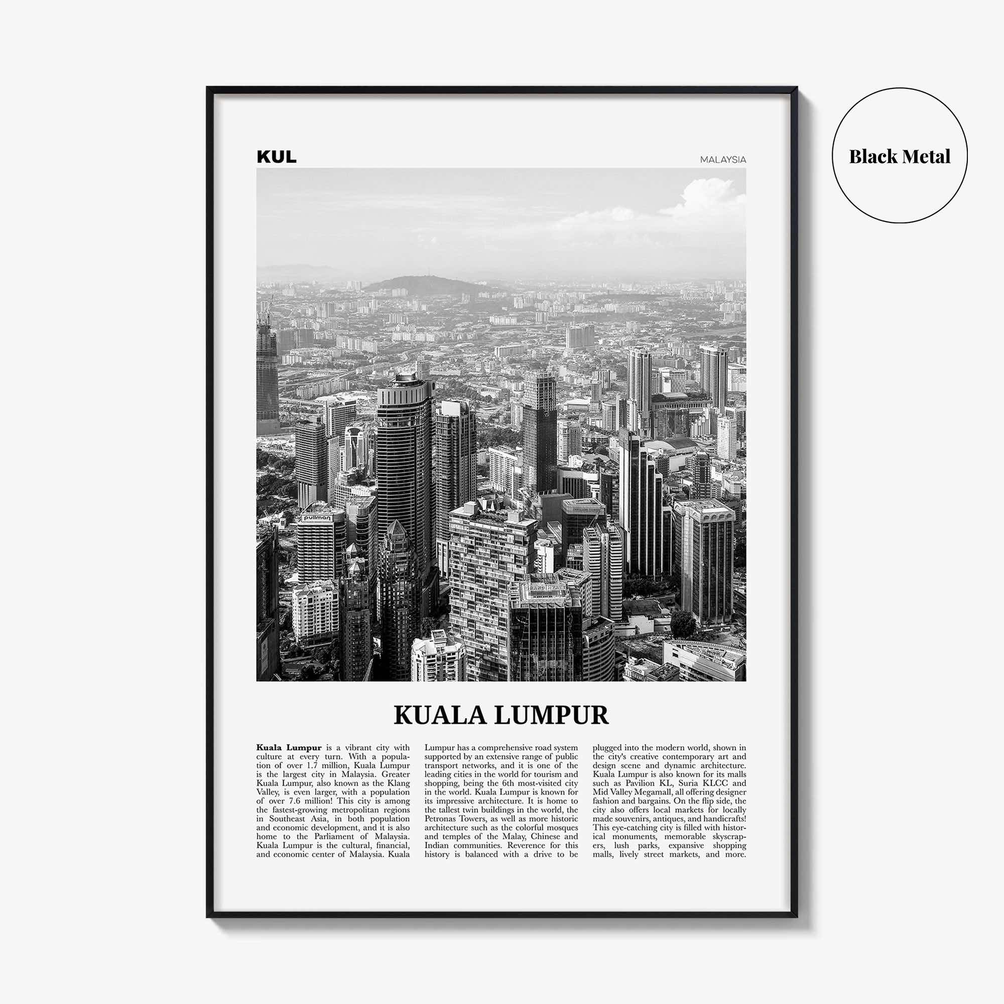 Kuala Lumpur Print Black and White No 2, Kuala Lumpur Wall Art, Kuala Lumpur Poster, Kuala Lumpur Photo, Kuala Lumpur Decor, Malaysia, Asia
