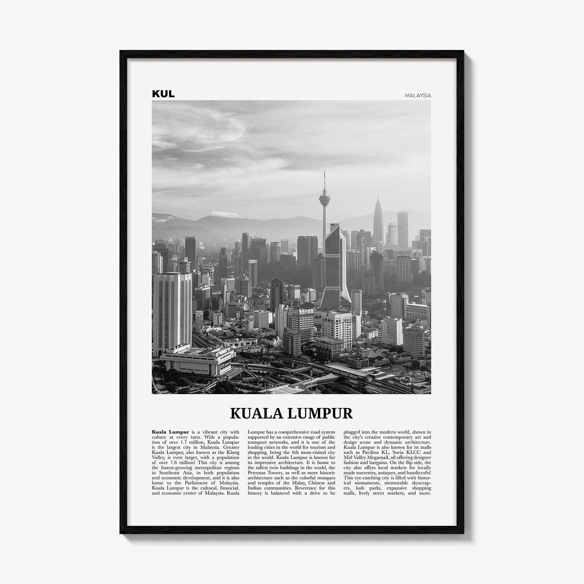 Kuala Lumpur Print Black and White No 3, Kuala Lumpur Wall Art, Kuala Lumpur Poster, Kuala Lumpur Photo, Kuala Lumpur Decor, Malaysia
