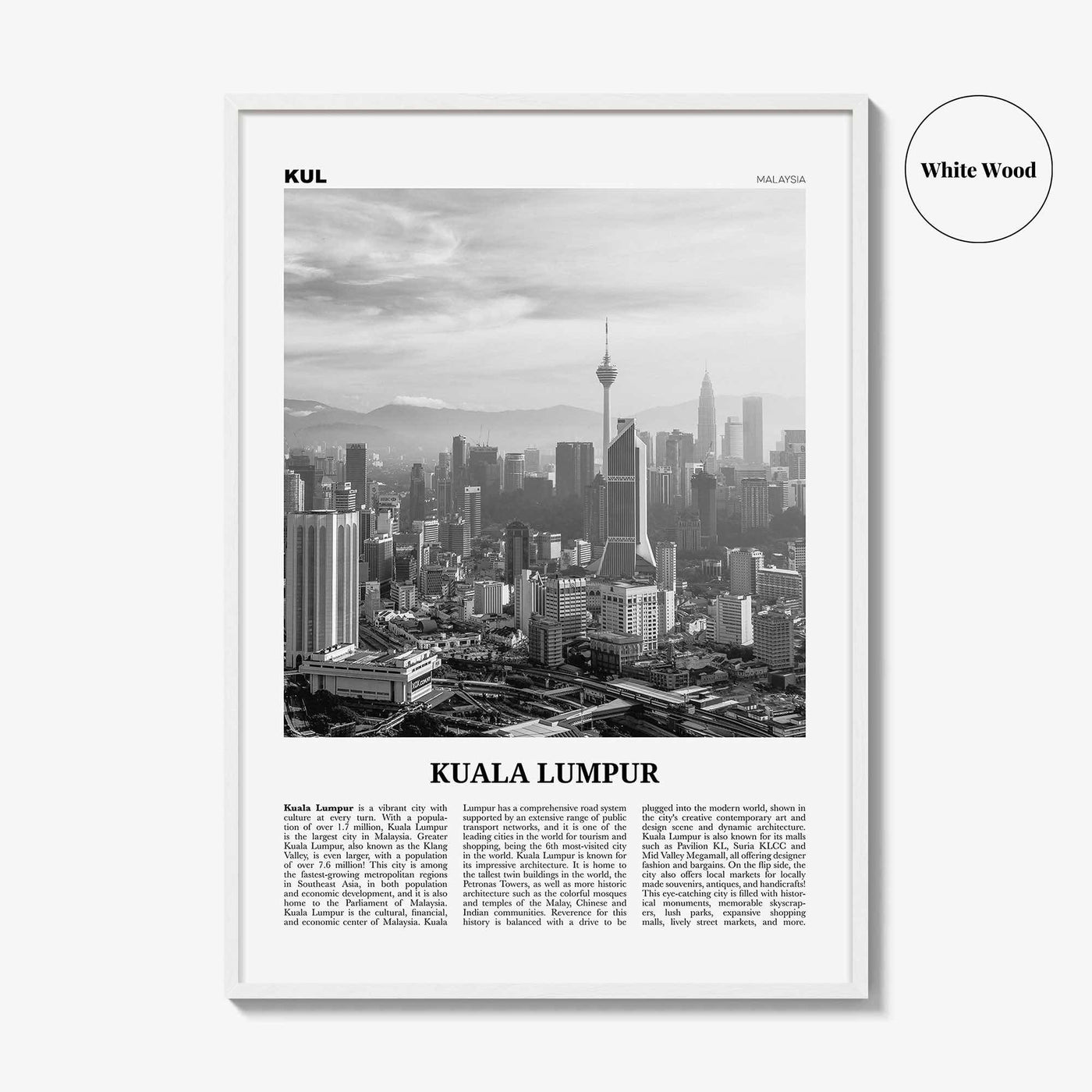 Kuala Lumpur Print Black and White No 3, Kuala Lumpur Wall Art, Kuala Lumpur Poster, Kuala Lumpur Photo, Kuala Lumpur Decor, Malaysia